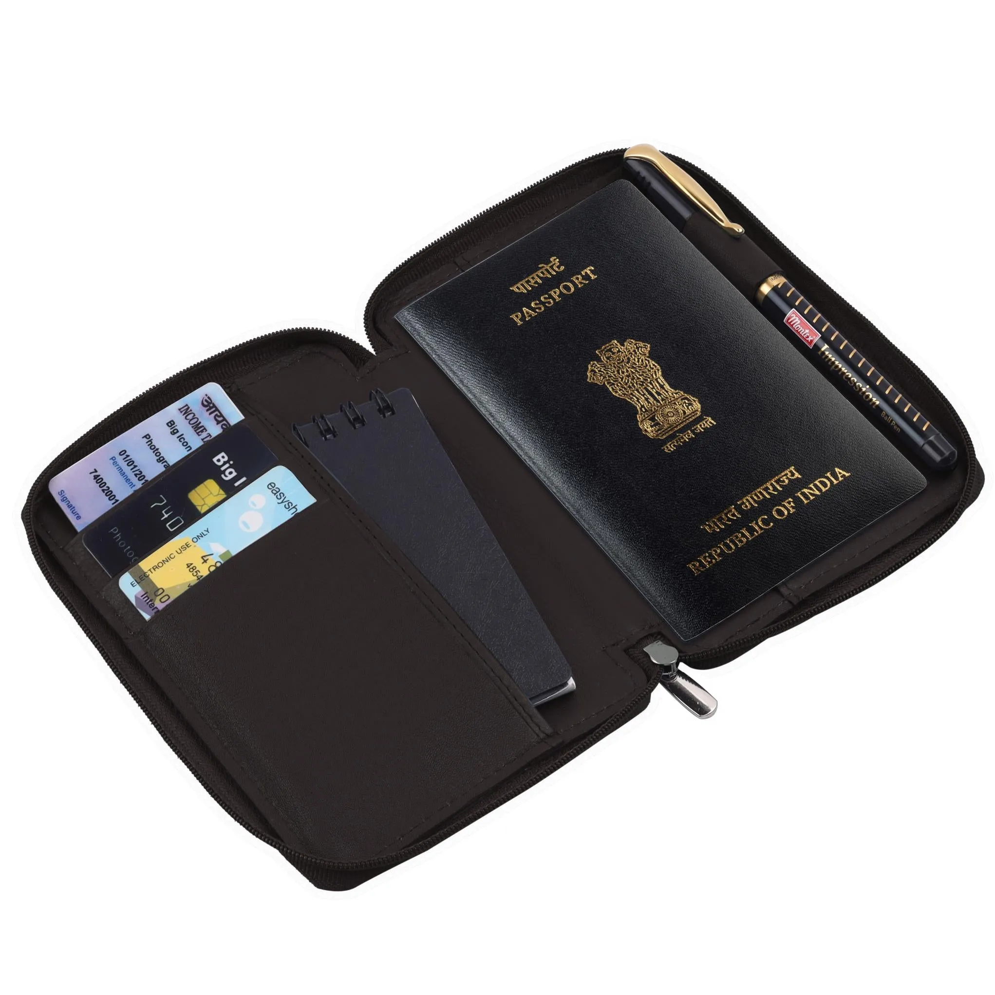 HUDSON RFID Protected Maroon Leather Passport Holder for Men & Women