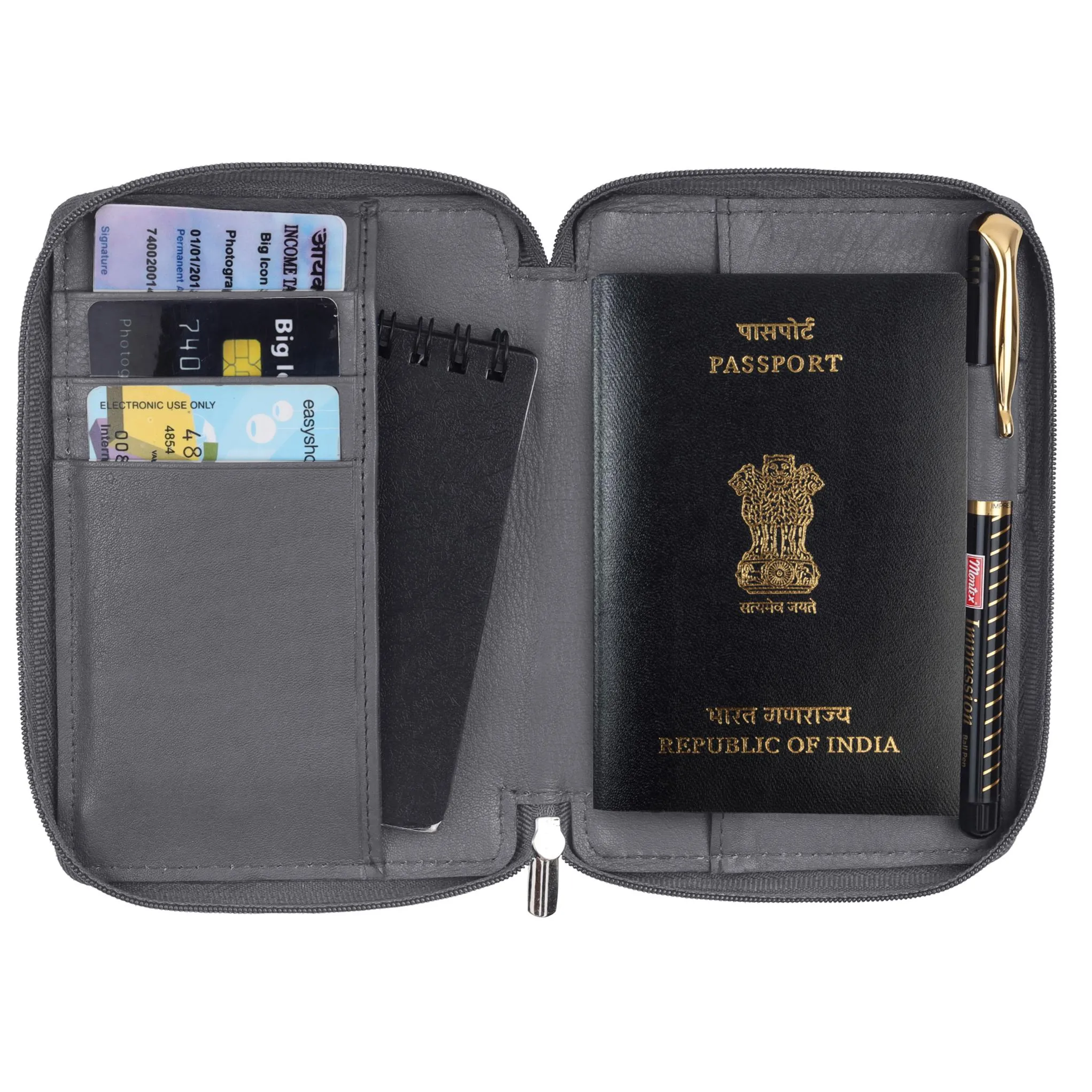 HUDSON RFID Protected Maroon Leather Passport Holder for Men & Women