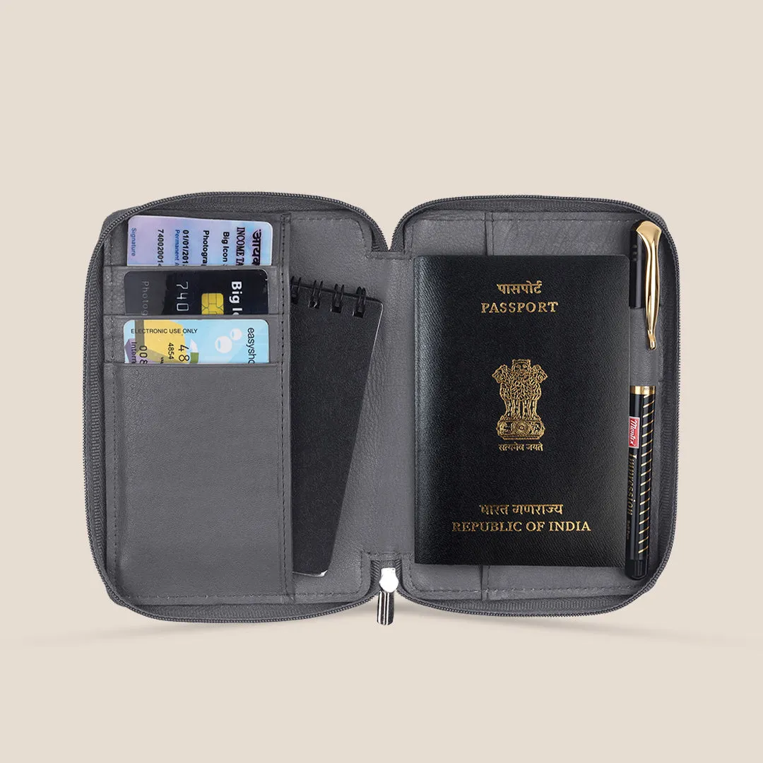 HUDSON RFID Protected Maroon Leather Passport Holder for Men & Women