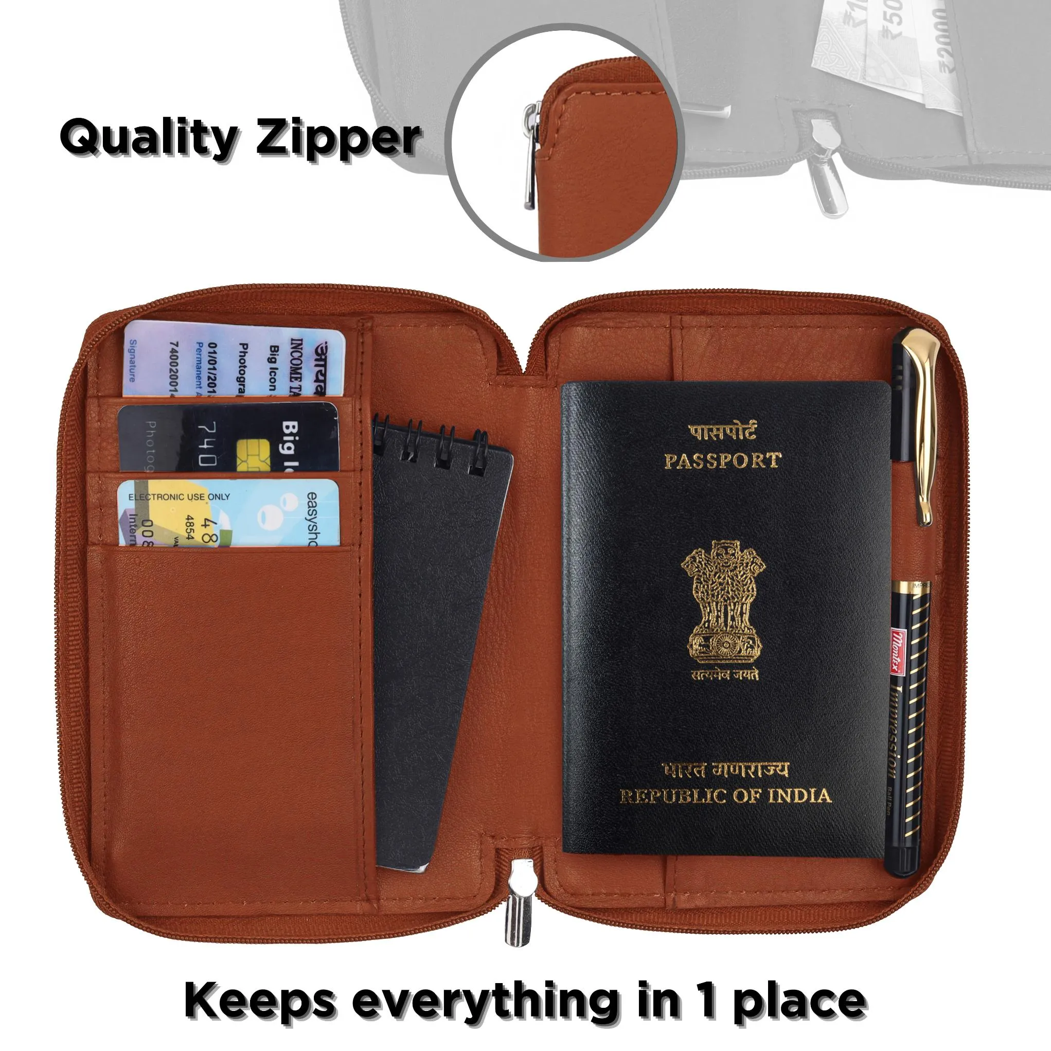 HUDSON RFID Protected Maroon Leather Passport Holder for Men & Women