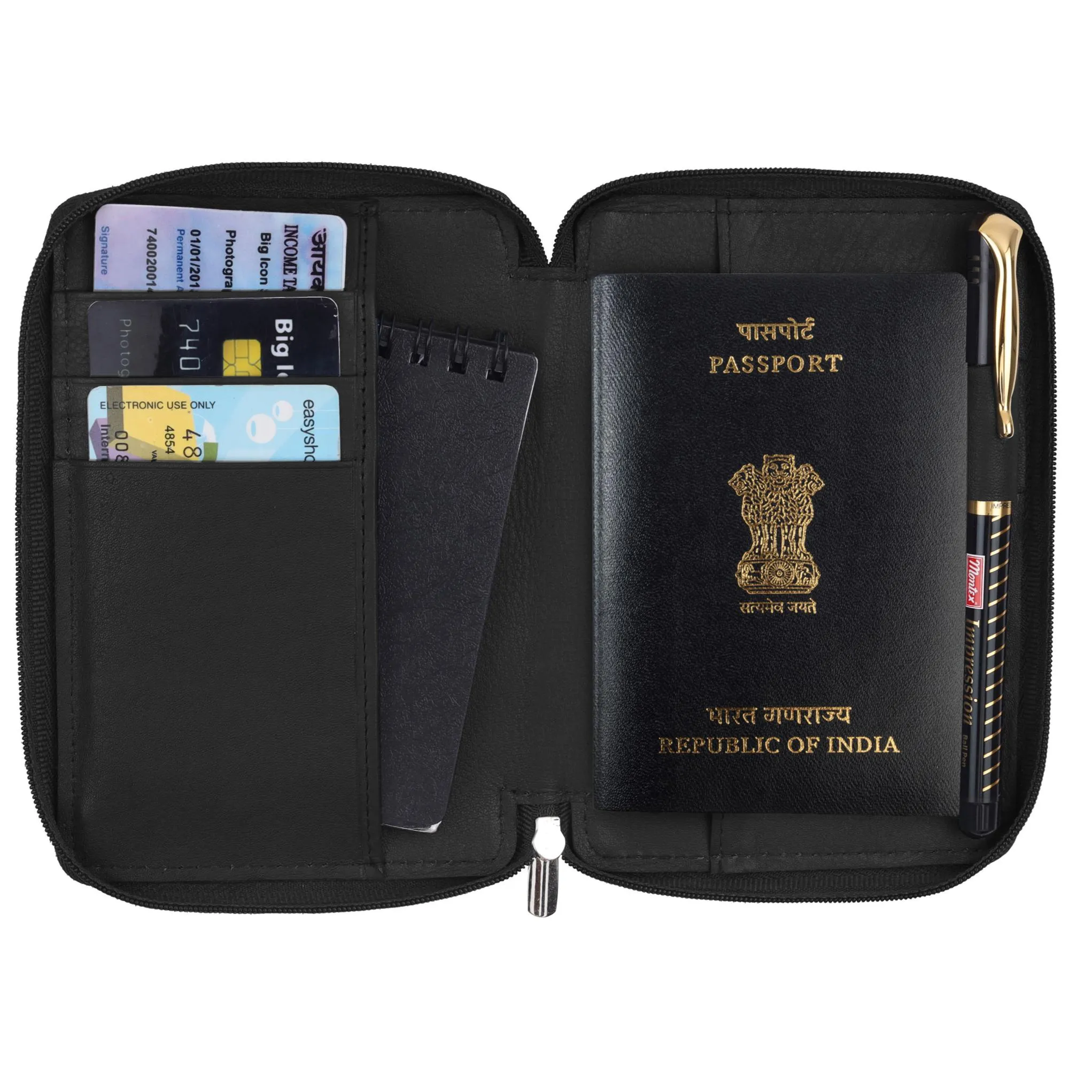 HUDSON RFID Protected Maroon Leather Passport Holder for Men & Women