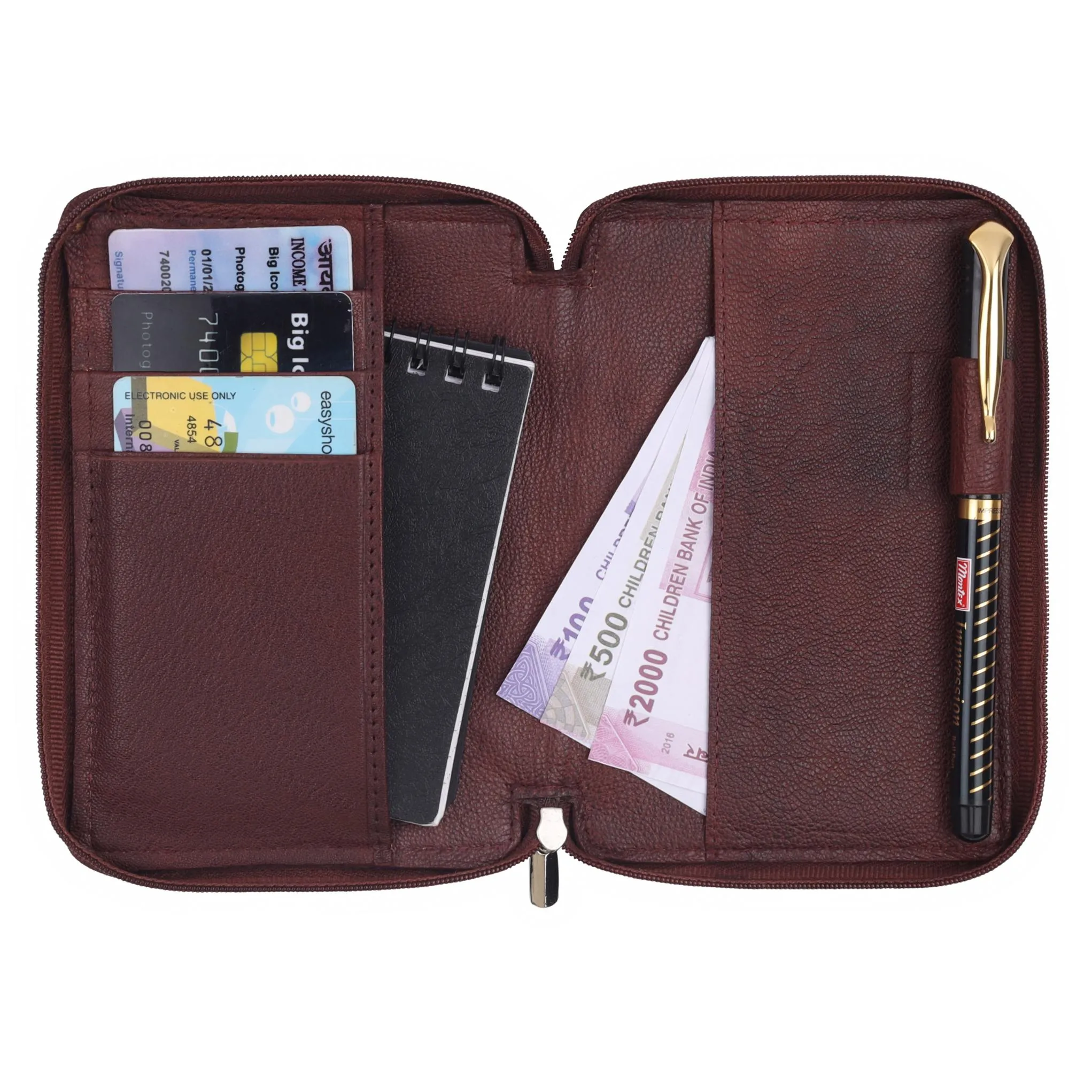 HUDSON RFID Protected Maroon Leather Passport Holder for Men & Women