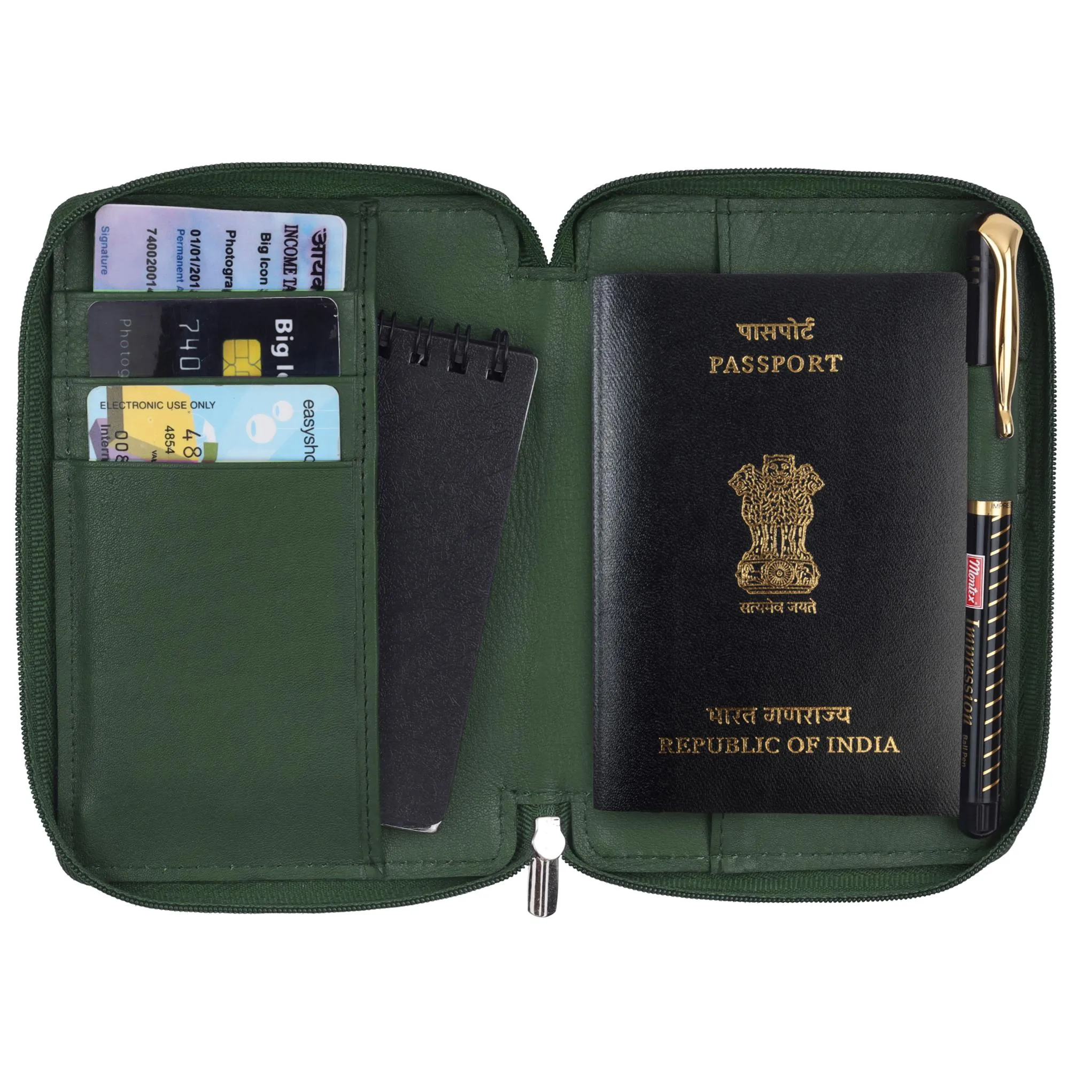 HUDSON RFID Protected Maroon Leather Passport Holder for Men & Women
