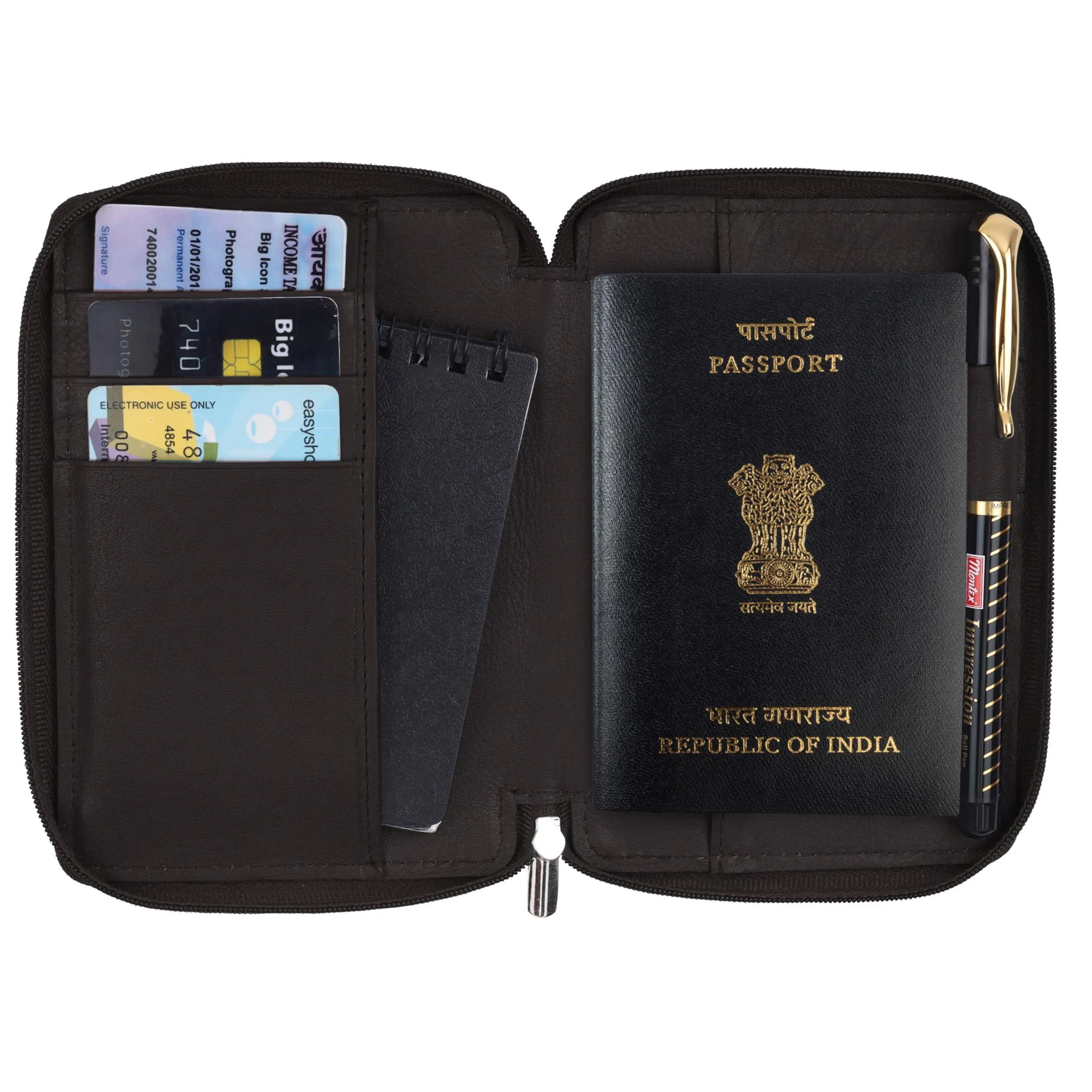 HUDSON RFID Protected Maroon Leather Passport Holder for Men & Women