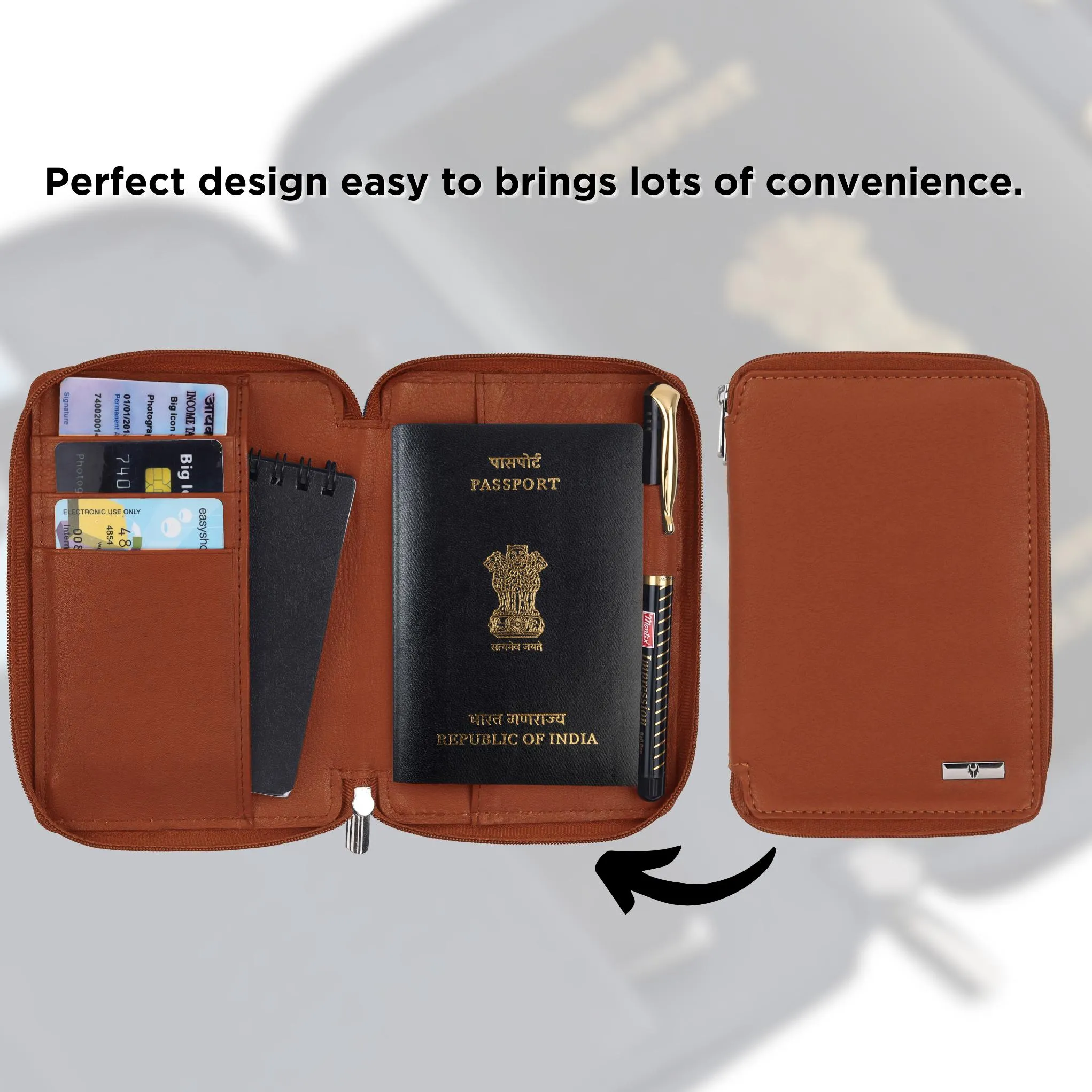 HUDSON RFID Protected Maroon Leather Passport Holder for Men & Women