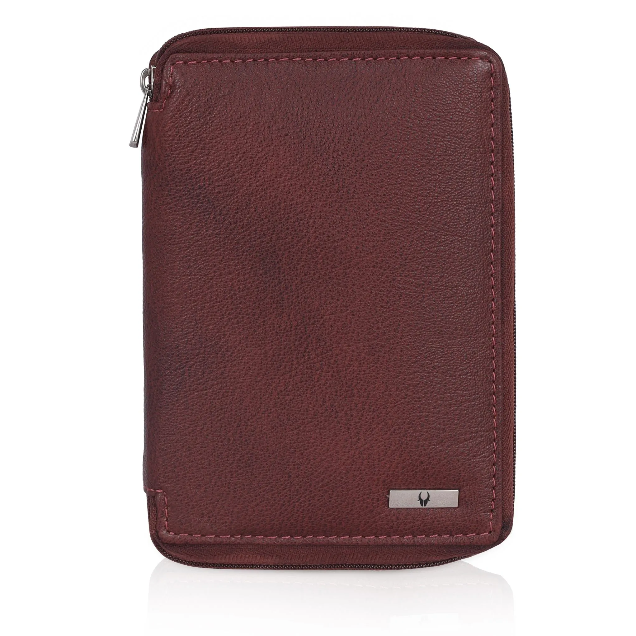 HUDSON RFID Protected Maroon Leather Passport Holder for Men & Women