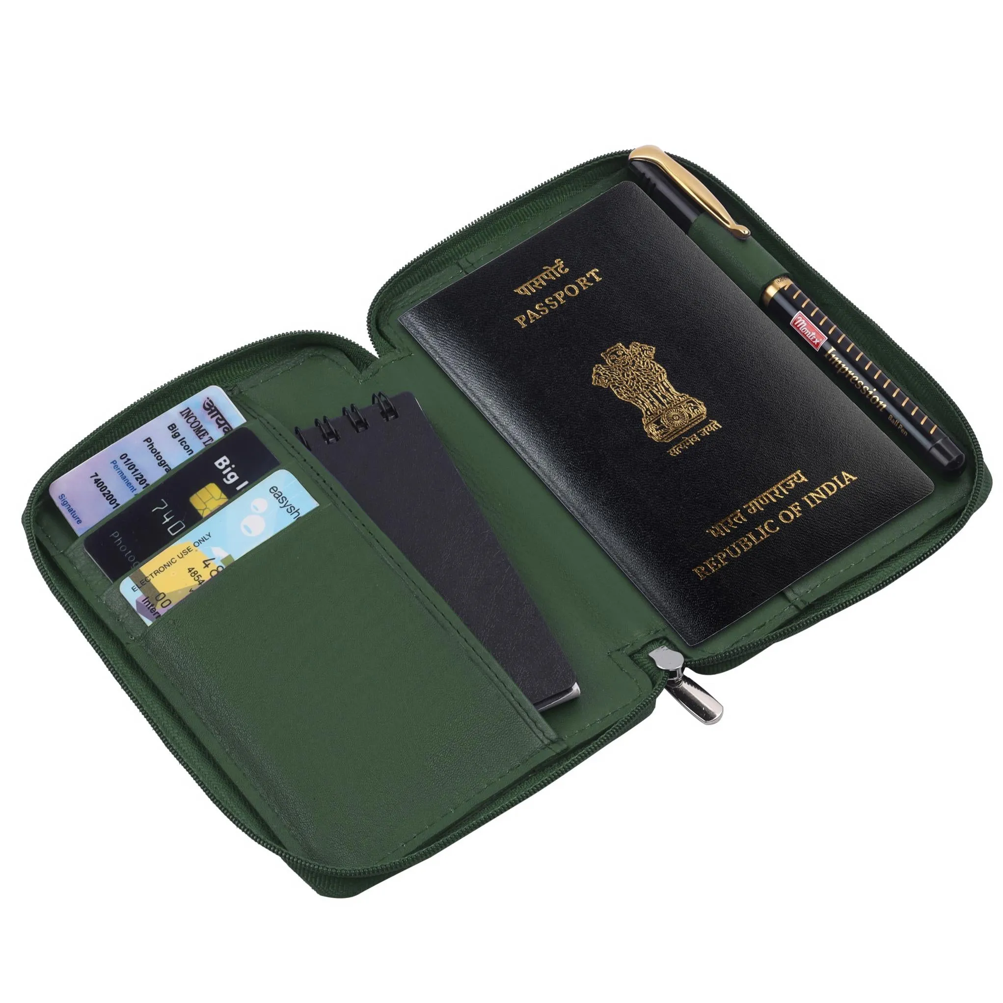 HUDSON RFID Protected Maroon Leather Passport Holder for Men & Women