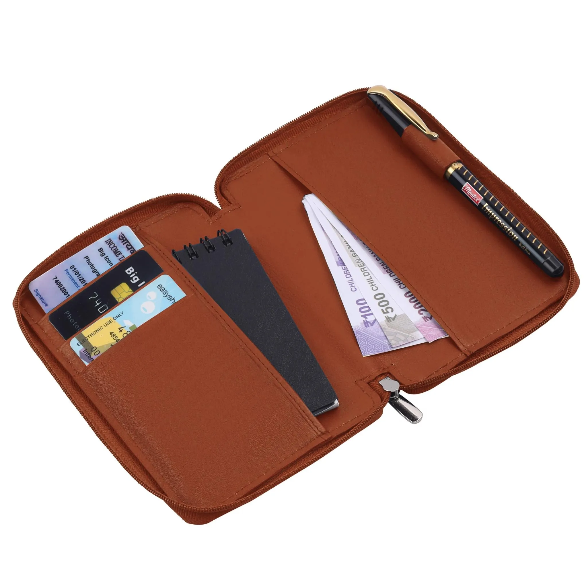 HUDSON RFID Protected Maroon Leather Passport Holder for Men & Women