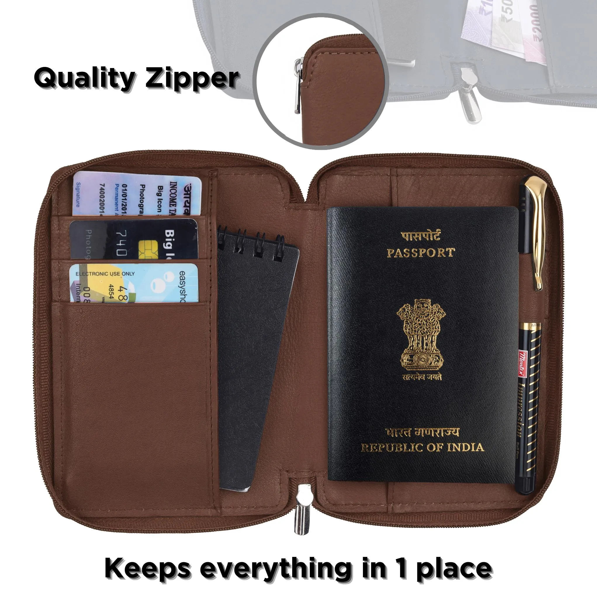 HUDSON RFID Protected Maroon Leather Passport Holder for Men & Women