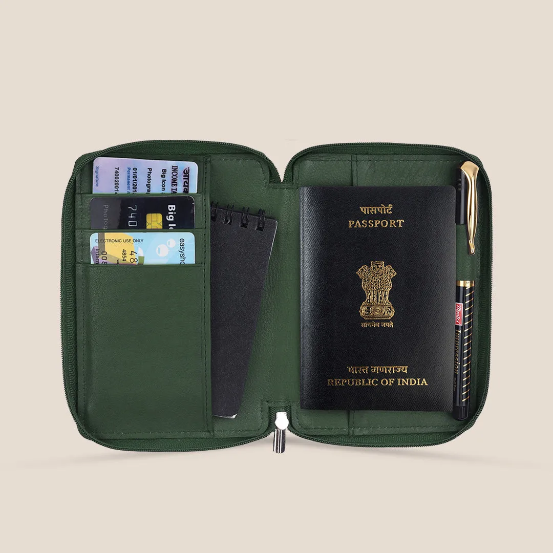 HUDSON RFID Protected Maroon Leather Passport Holder for Men & Women