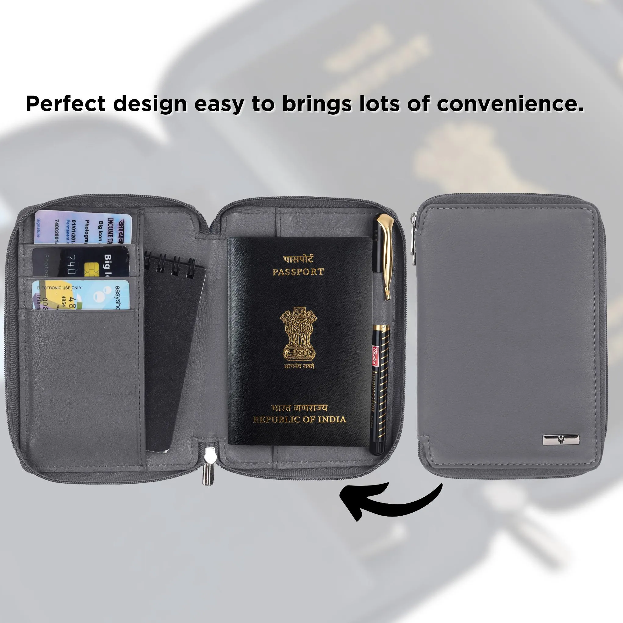 HUDSON RFID Protected Maroon Leather Passport Holder for Men & Women