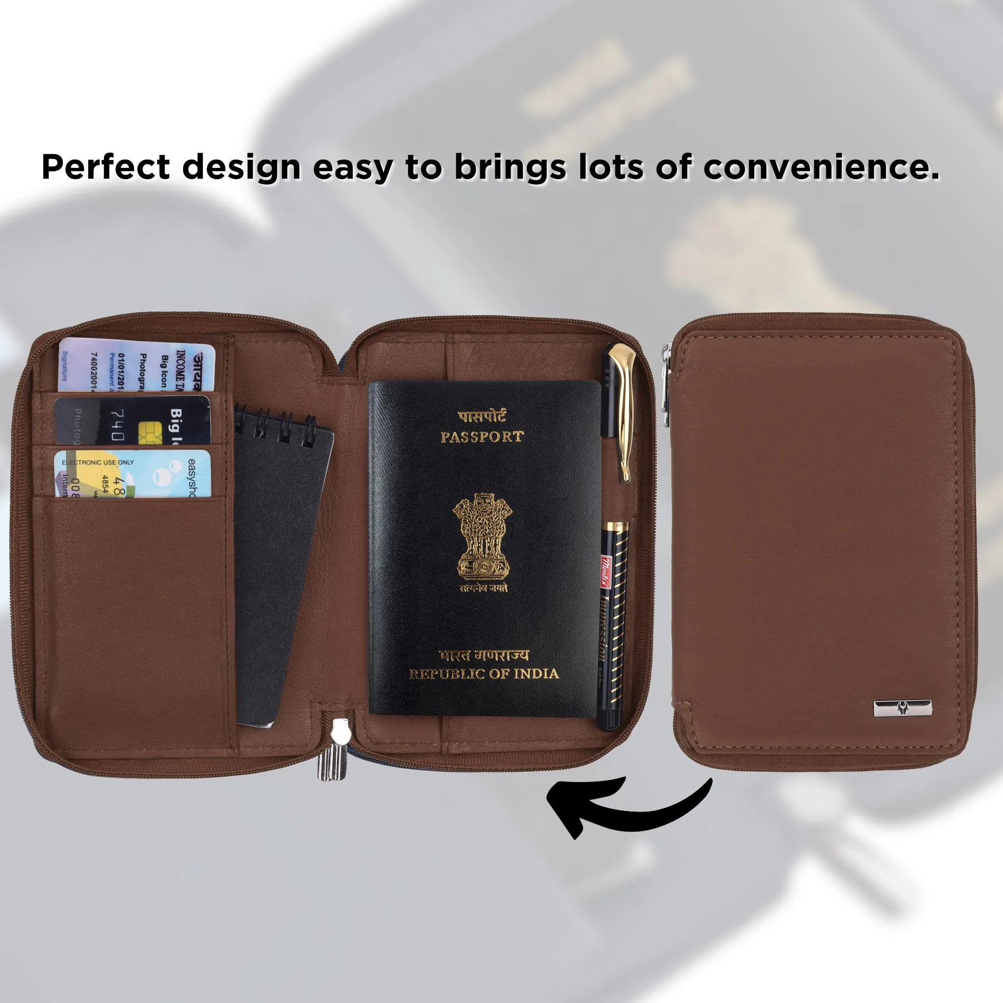 HUDSON RFID Protected Maroon Leather Passport Holder for Men & Women