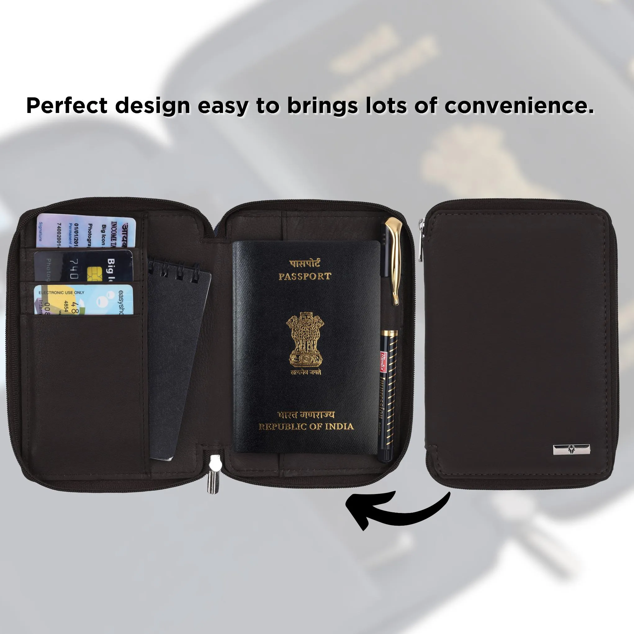 HUDSON RFID Protected Maroon Leather Passport Holder for Men & Women