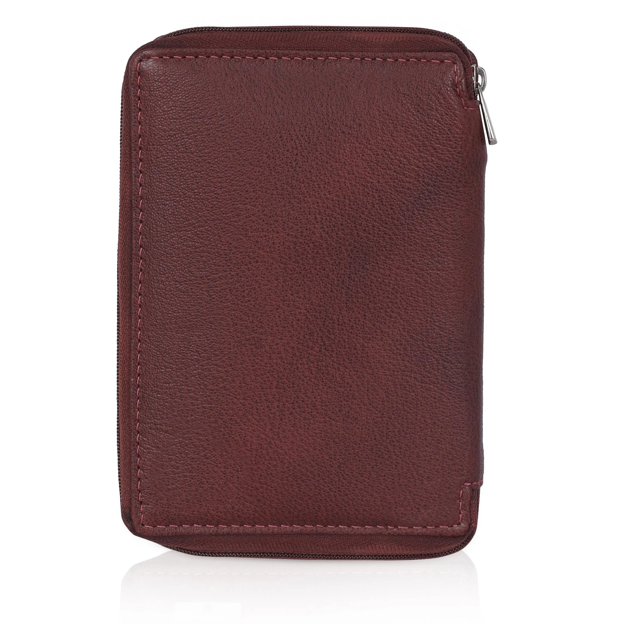 HUDSON RFID Protected Maroon Leather Passport Holder for Men & Women