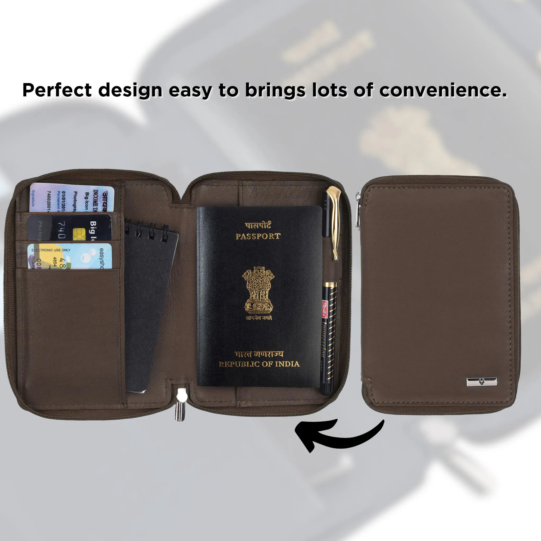 HUDSON RFID Protected Maroon Leather Passport Holder for Men & Women