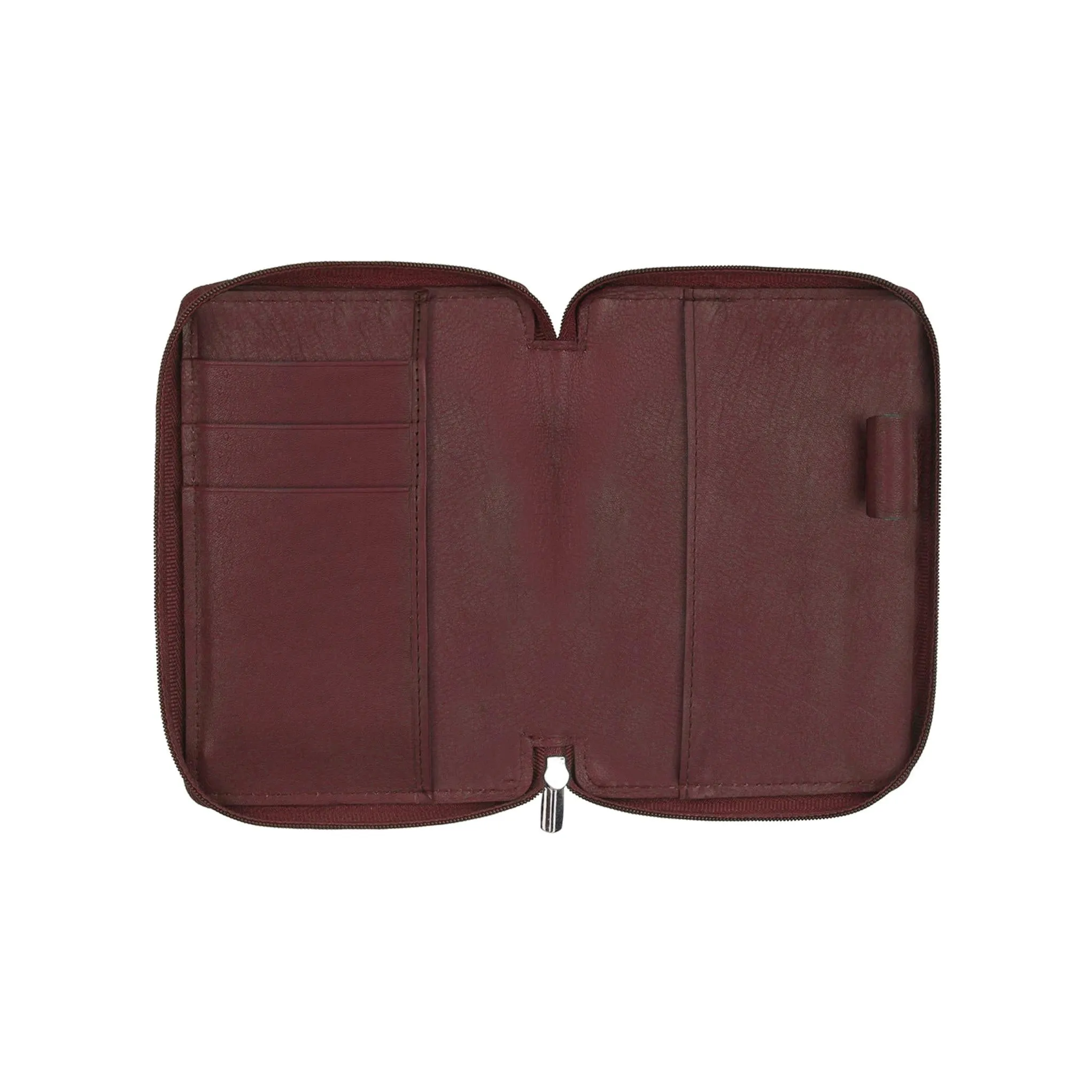 HUDSON RFID Protected Maroon Leather Passport Holder for Men & Women