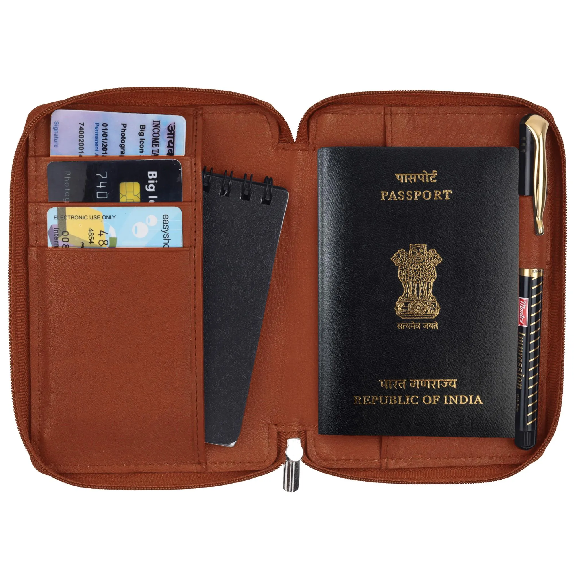 HUDSON RFID Protected Maroon Leather Passport Holder for Men & Women
