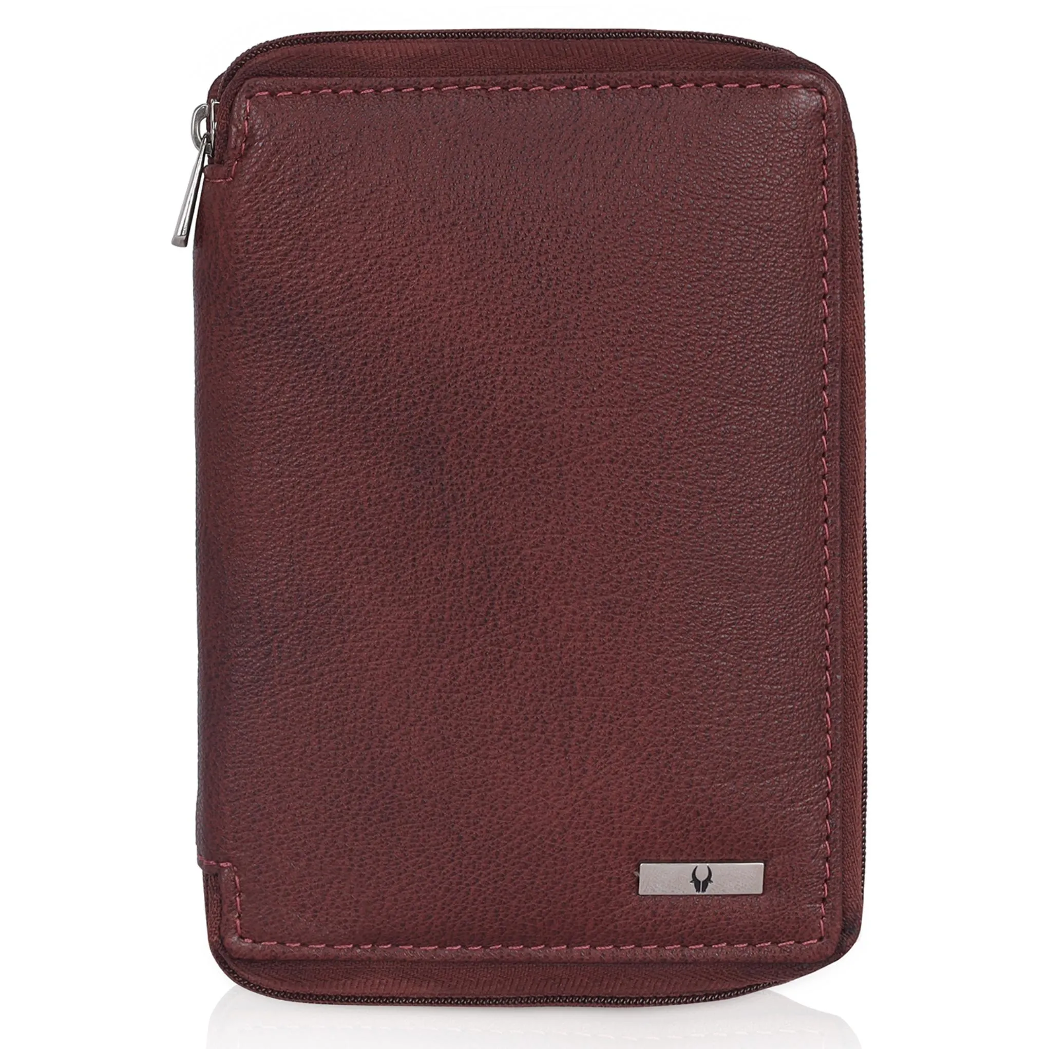 HUDSON RFID Protected Maroon Leather Passport Holder for Men & Women