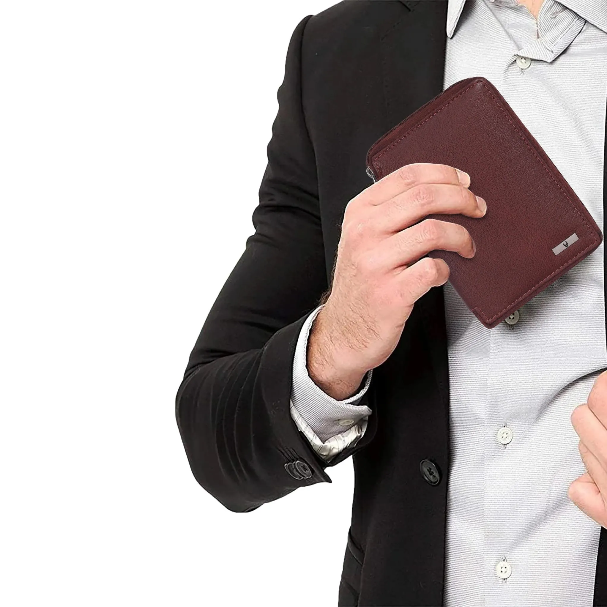 HUDSON RFID Protected Maroon Leather Passport Holder for Men & Women