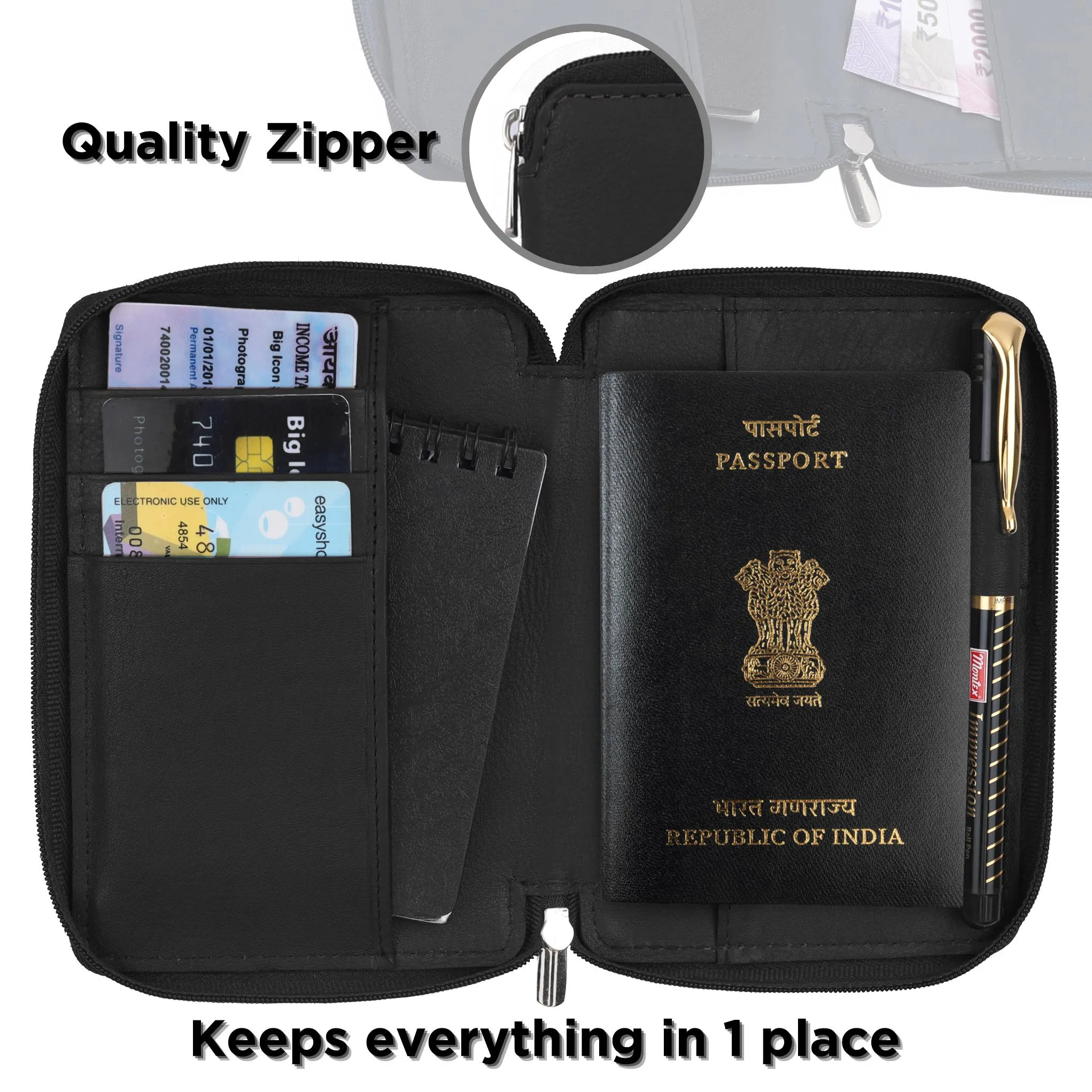 HUDSON RFID Protected Maroon Leather Passport Holder for Men & Women