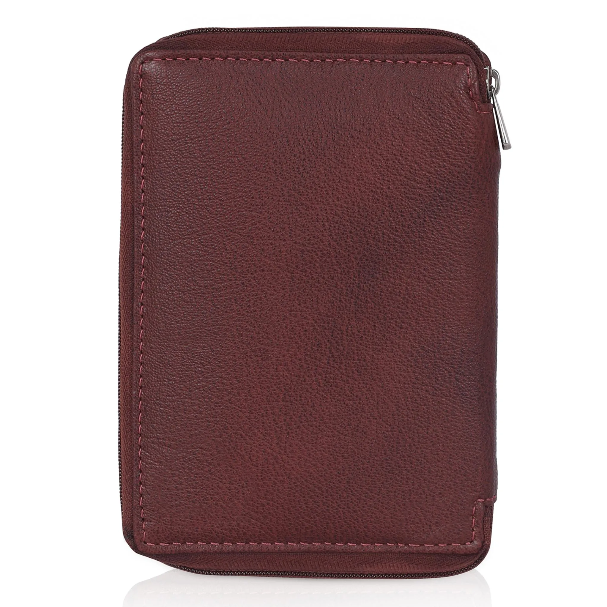 HUDSON RFID Protected Maroon Leather Passport Holder for Men & Women