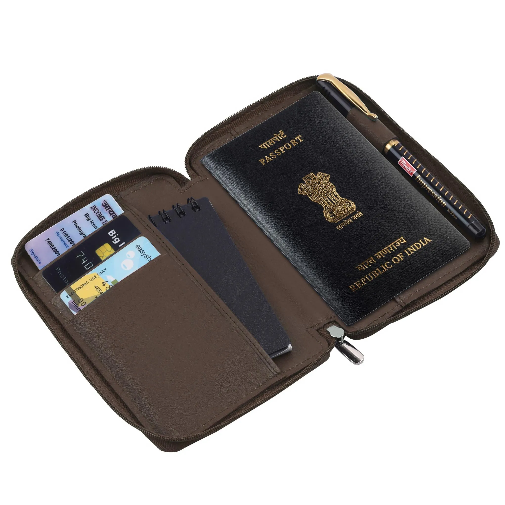 HUDSON RFID Protected Maroon Leather Passport Holder for Men & Women