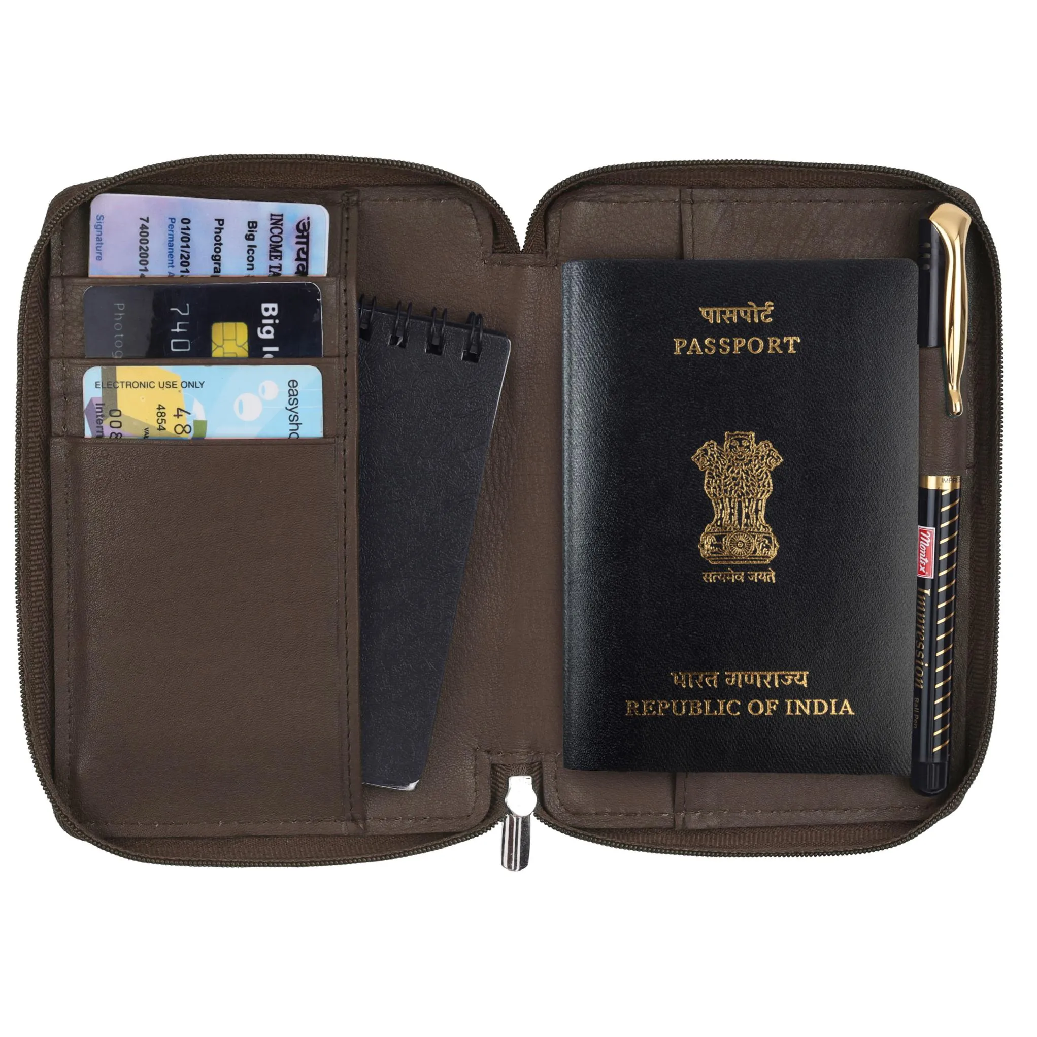 HUDSON RFID Protected Maroon Leather Passport Holder for Men & Women