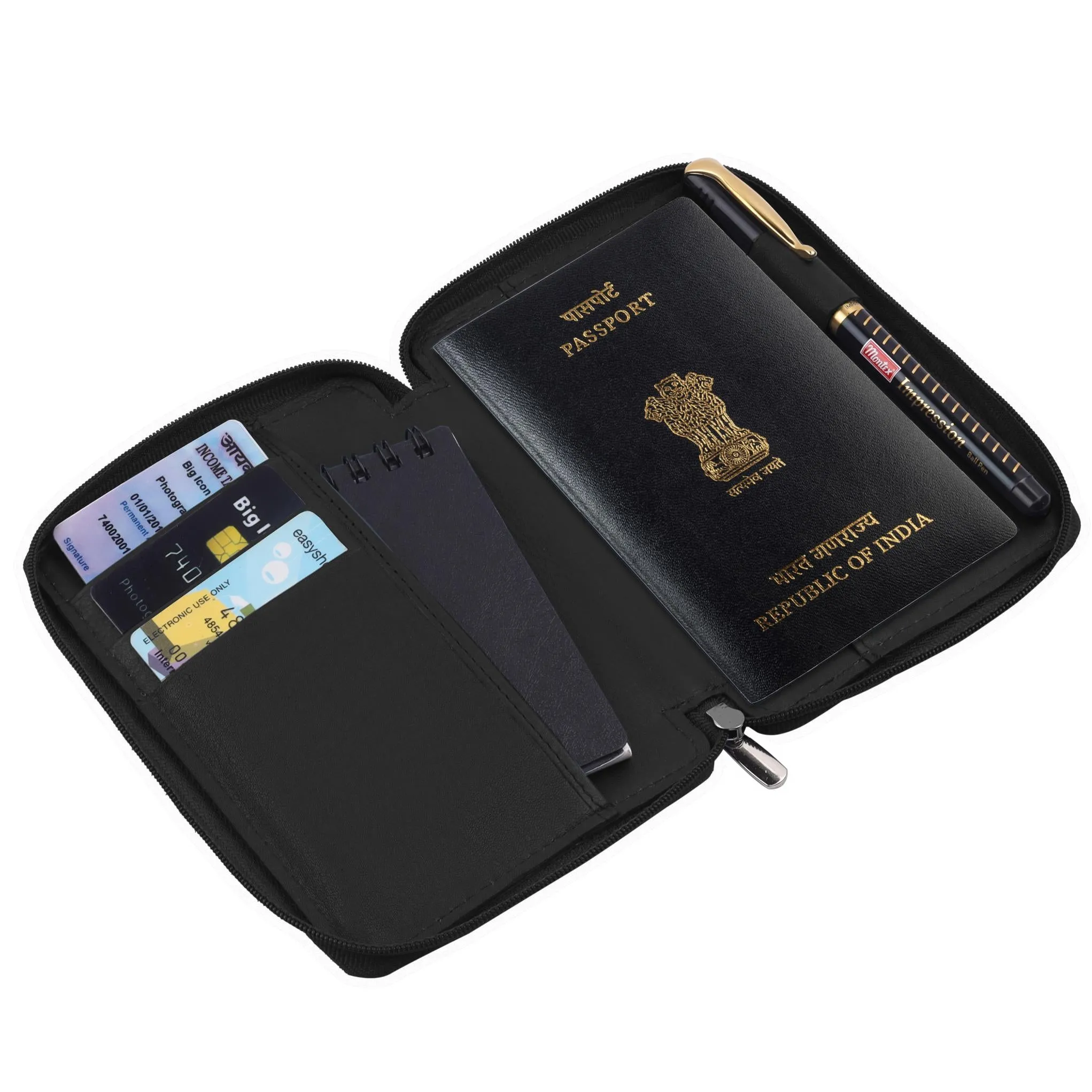 HUDSON RFID Protected Maroon Leather Passport Holder for Men & Women