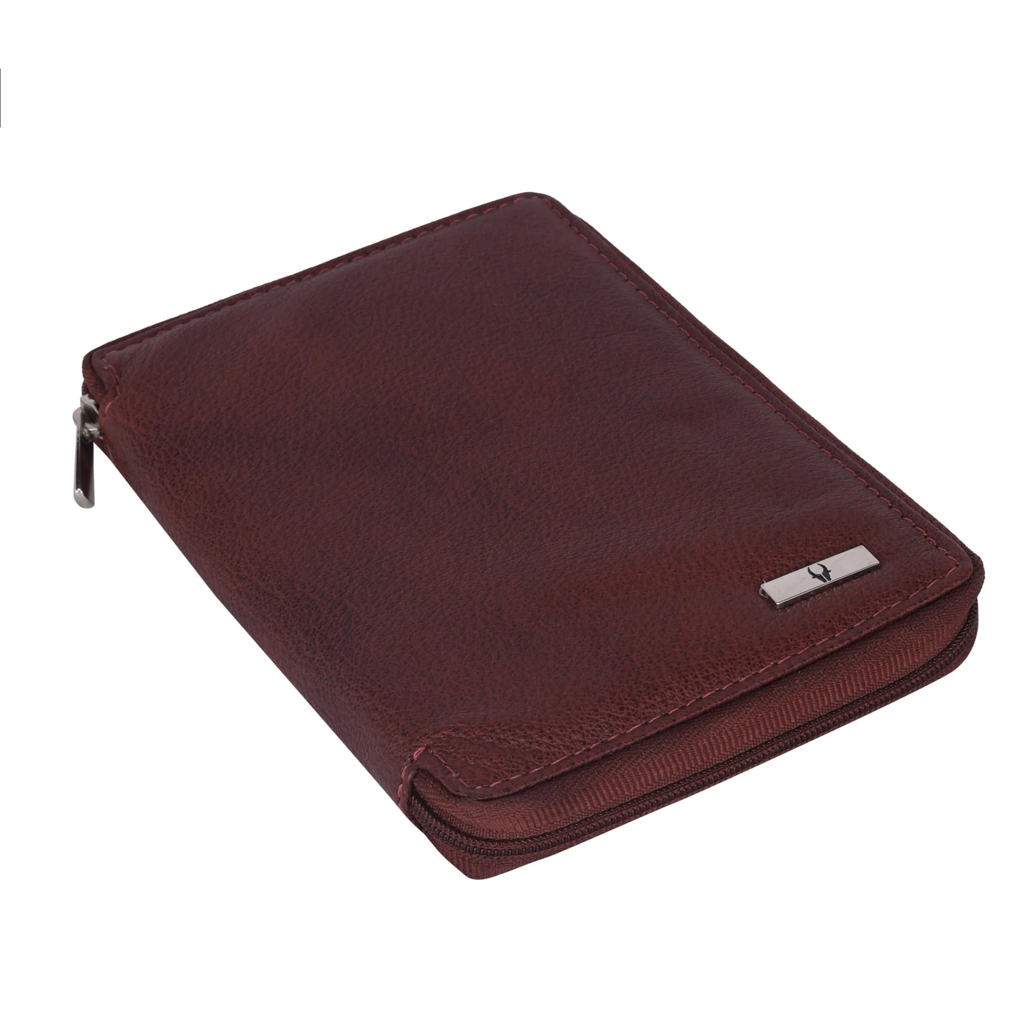 HUDSON RFID Protected Maroon Leather Passport Holder for Men & Women