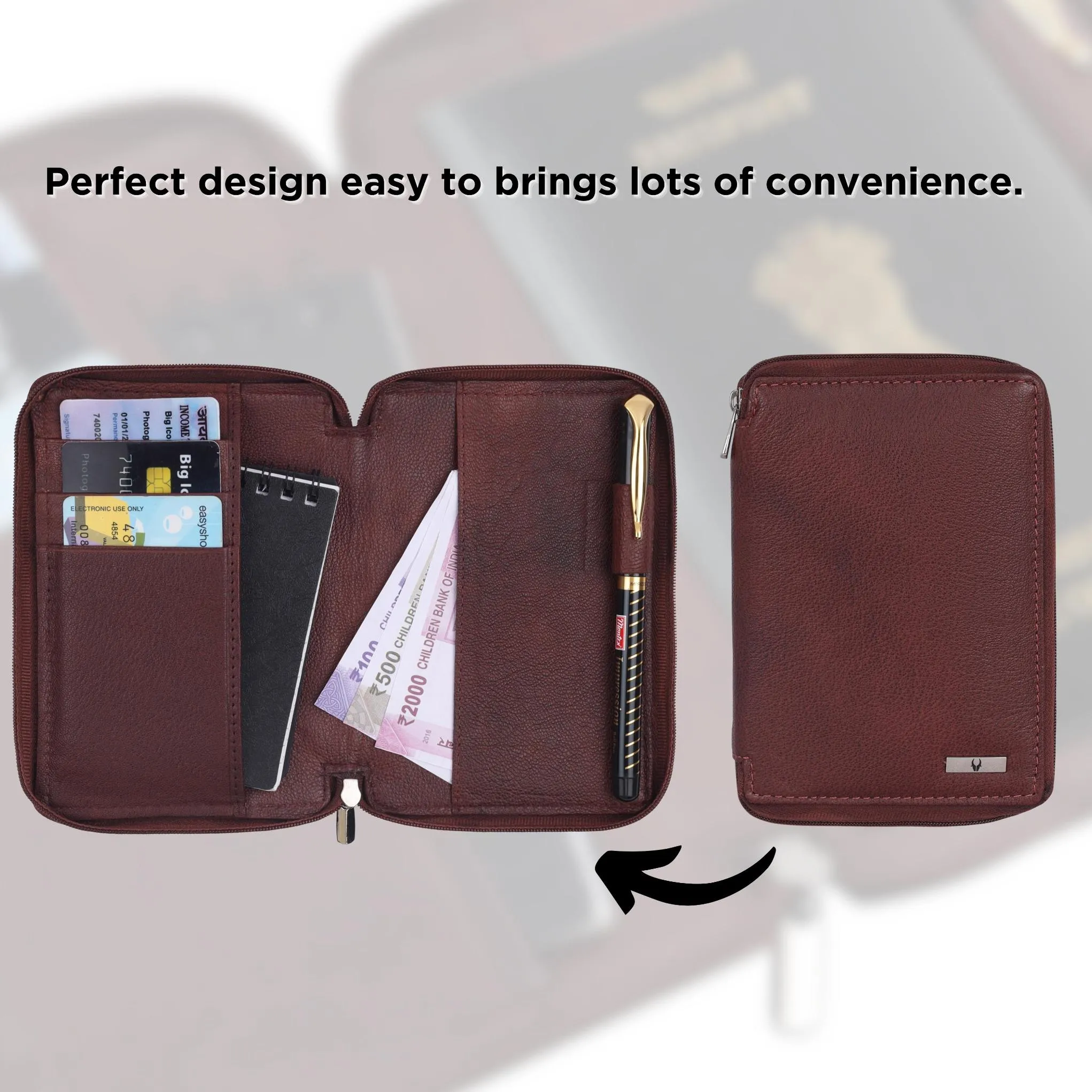 HUDSON RFID Protected Maroon Leather Passport Holder for Men & Women