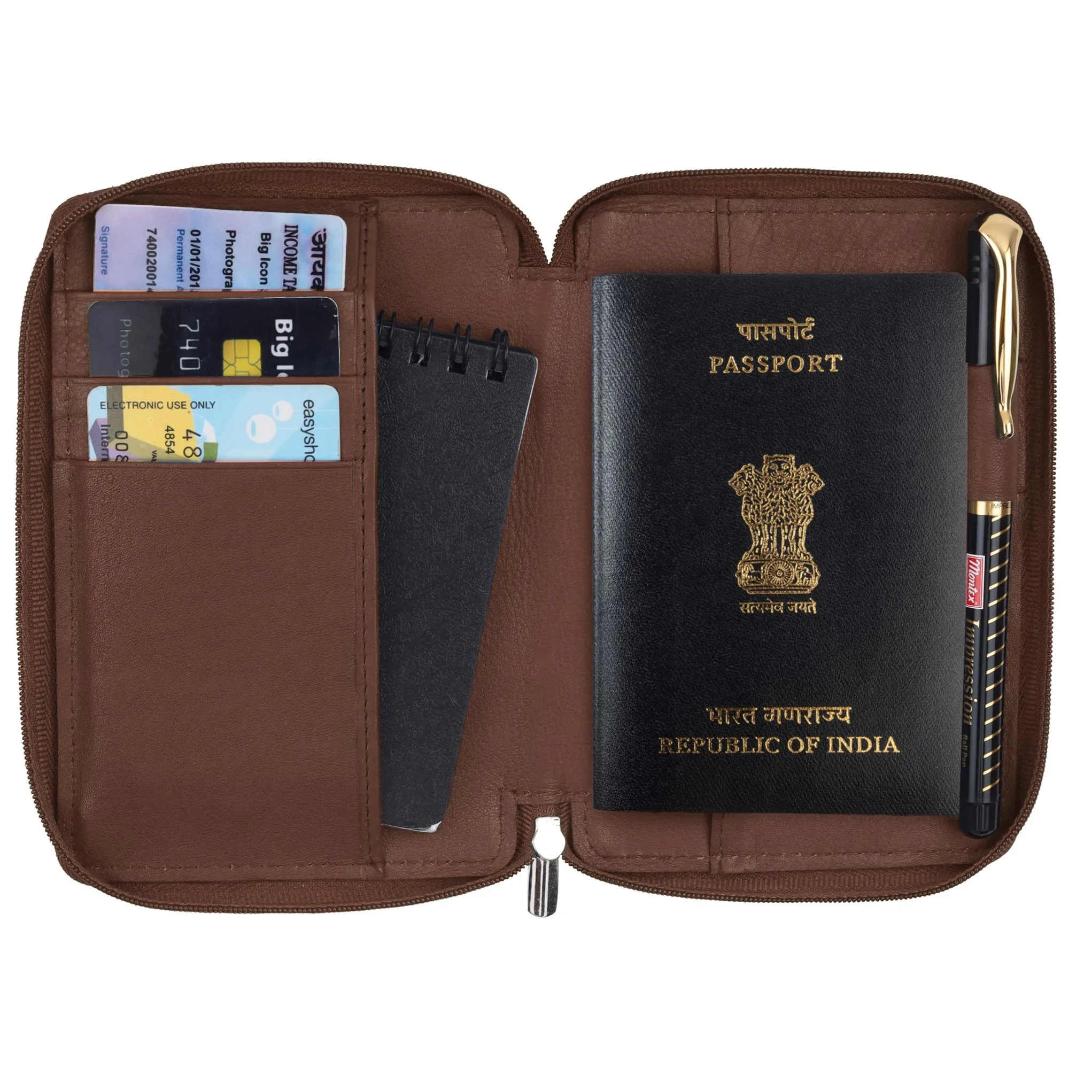 HUDSON RFID Protected Maroon Leather Passport Holder for Men & Women