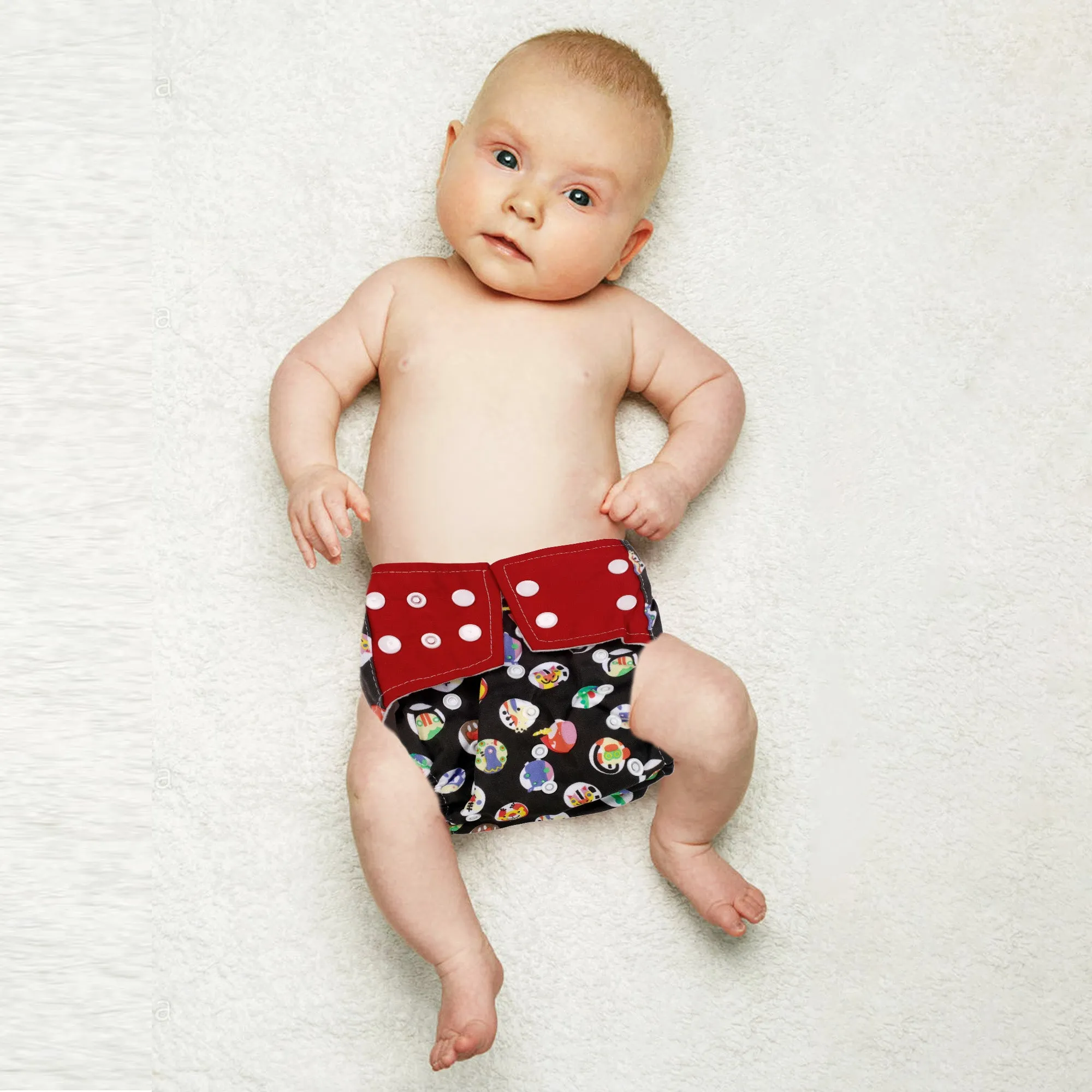 I Love Animals Black And Red Reusable Diaper