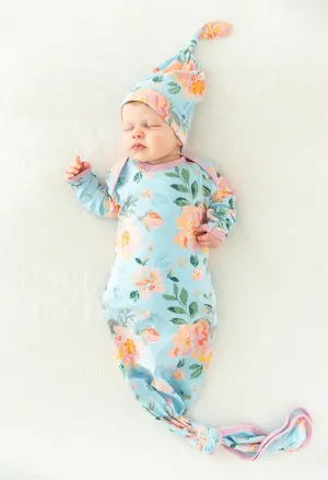 Jade Knotted Baby Gown & Newborn Hat Set