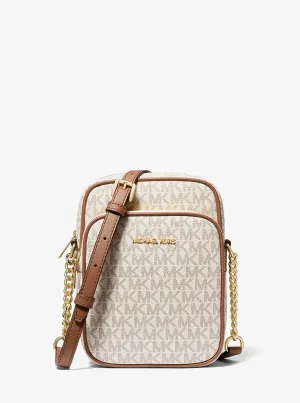 Jet Set Travel Medium Logo Crossbody Bag Vanilla Michael Kors
