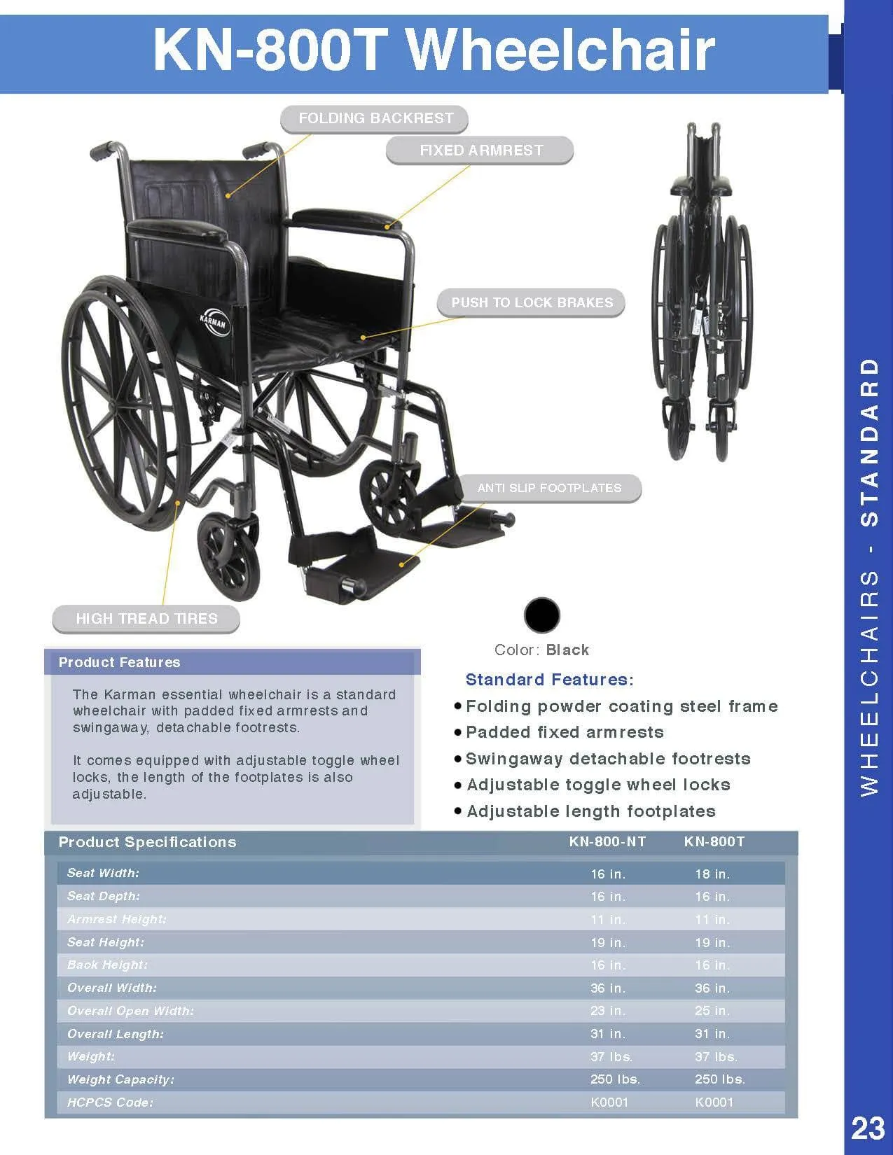 Karman KN-800T Standard Wheelchair