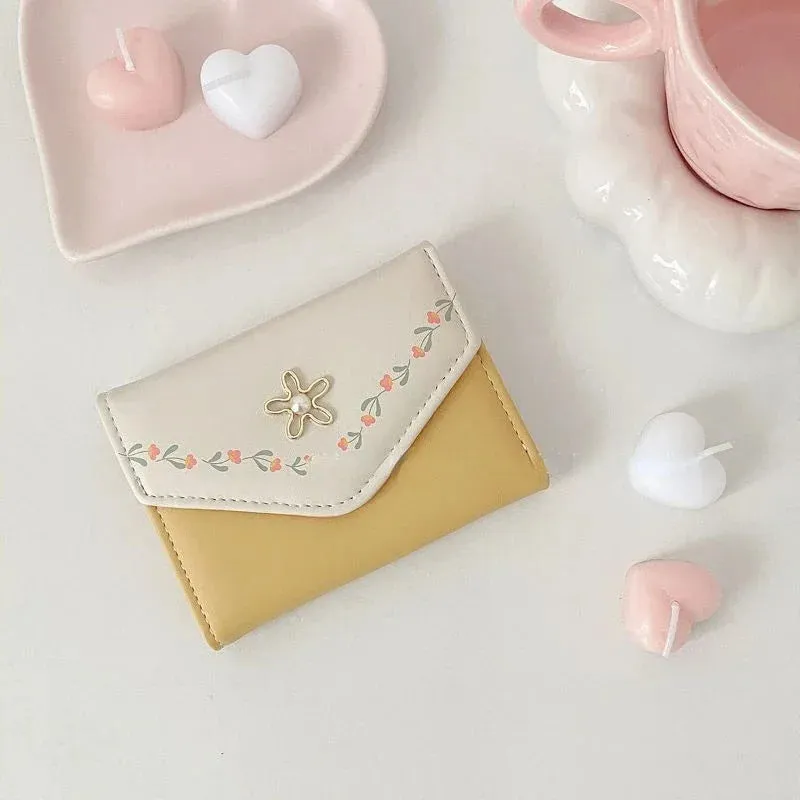Kawaii Floral Coin Purse 🌸✨ Cute PU Leather Wallet for Women 👜💕