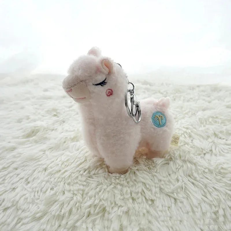 Kawaii Plush Alpaca Keychain 🦙✨ - Adorable Rainbow Animal Bag Charm for Women 🎒💕