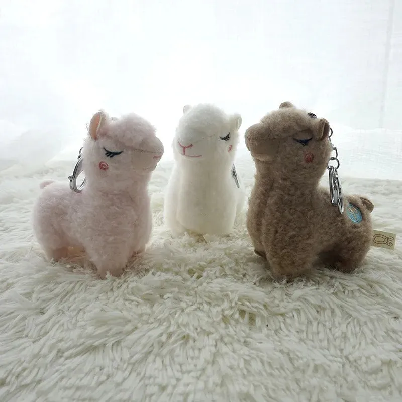 Kawaii Plush Alpaca Keychain 🦙✨ - Adorable Rainbow Animal Bag Charm for Women 🎒💕