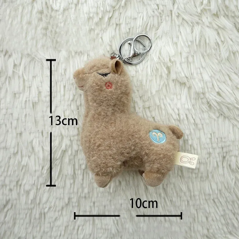 Kawaii Plush Alpaca Keychain 🦙✨ - Adorable Rainbow Animal Bag Charm for Women 🎒💕