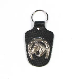 KBK-35  Basket Weave Key Ring w/ Horseshoe Concho