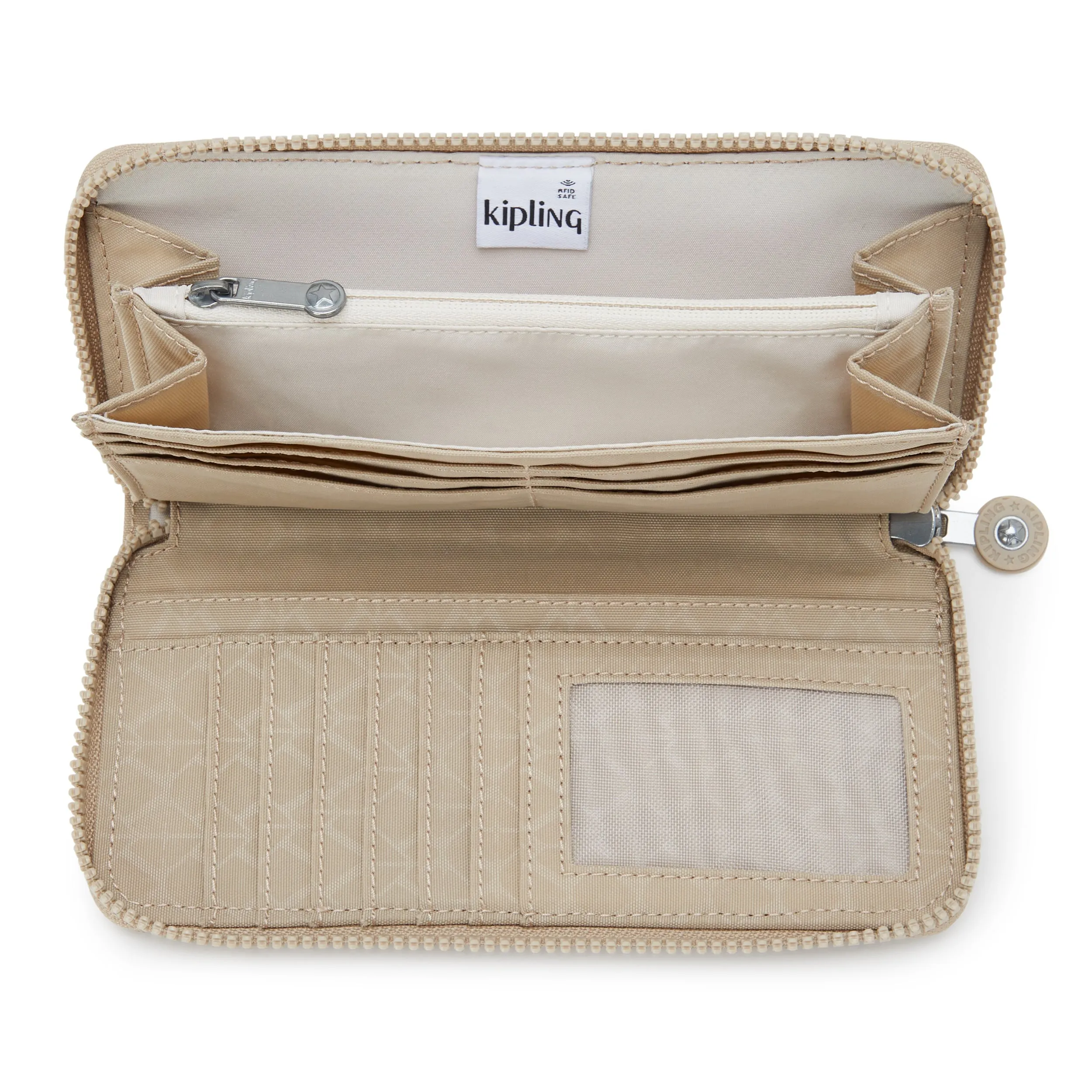 Kipling Money World Signature Beige Embossed Large Wallet I4464-96A