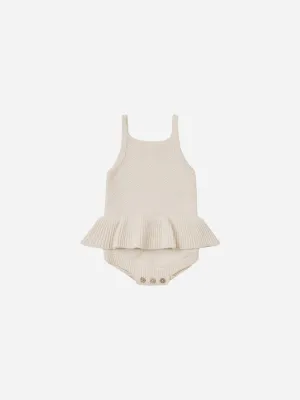 Knit Ruffle Romper || Natural
