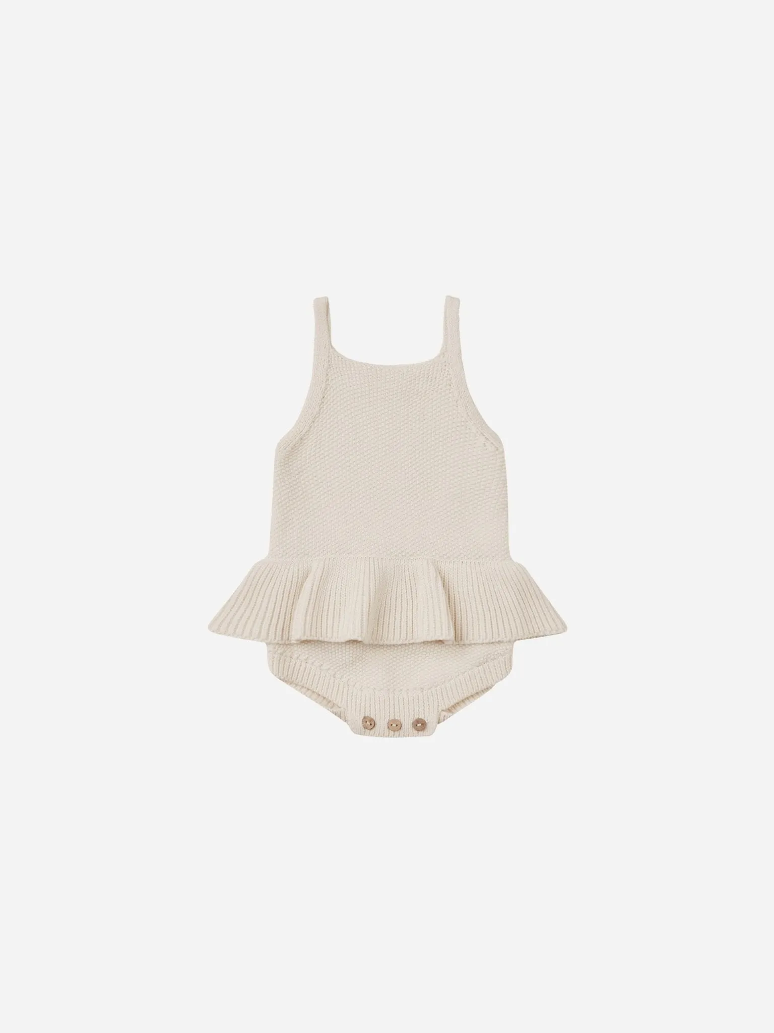 Knit Ruffle Romper || Natural