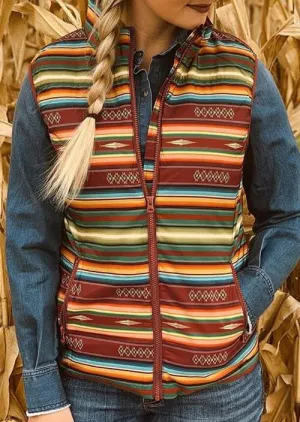 LADIES LIGHT WEIGHT AZTEC POCKET ZIPPER VEST