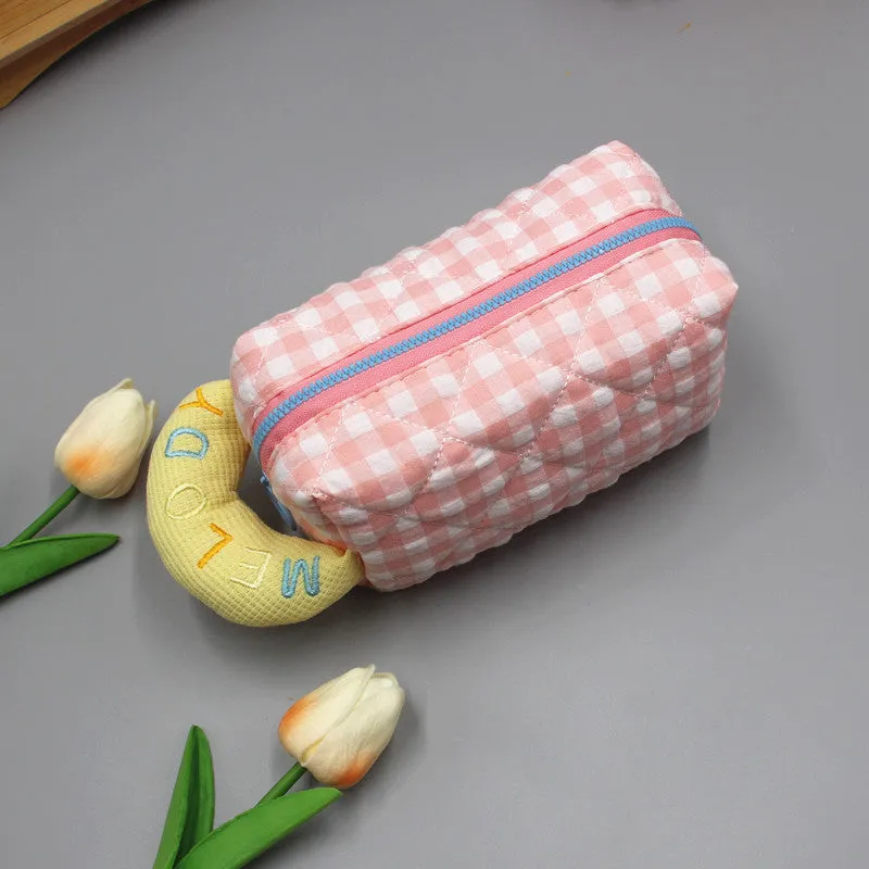 Large Capacity Fresh Pencil Embroidered Compartment Cosmetic Bags