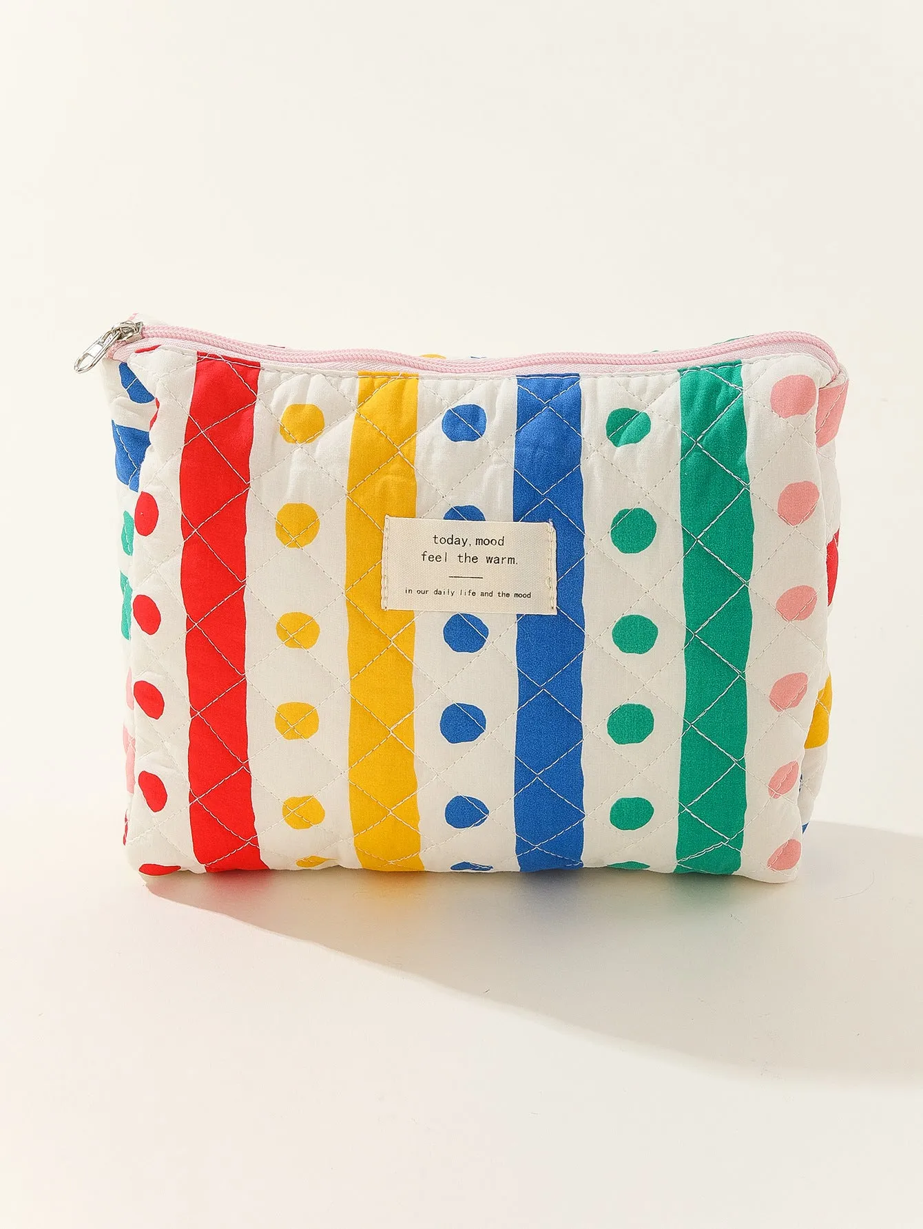Large Capacity Liner Striped Polka Dot Storage Carrying Quilted Cosmetic Bags