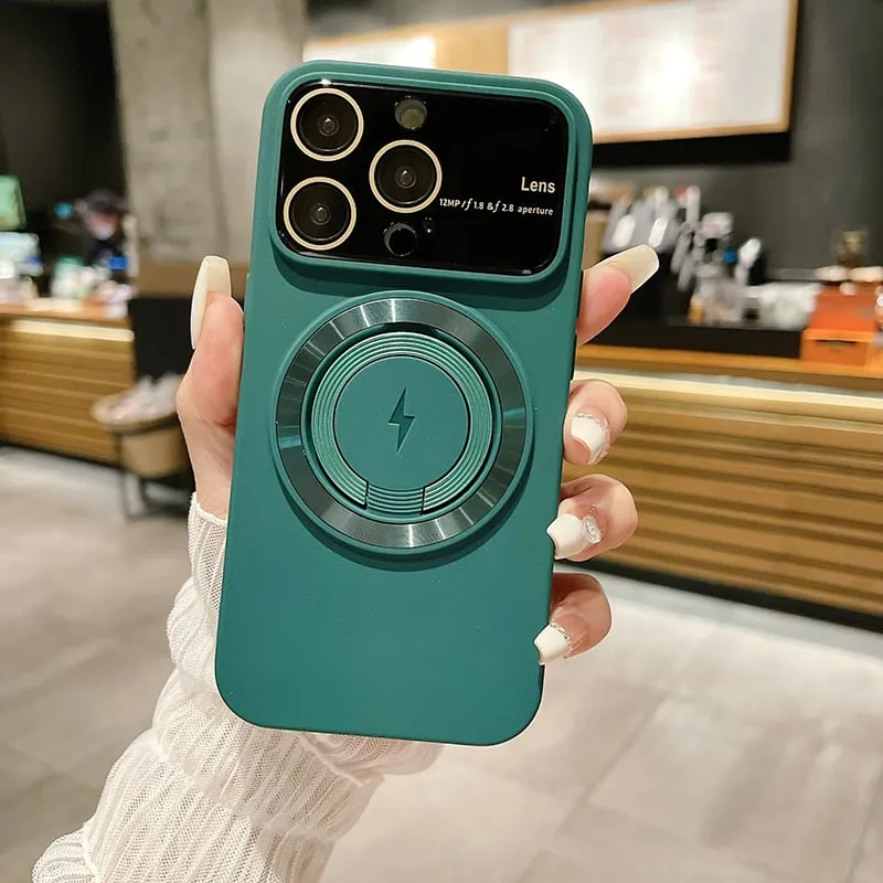Large Window Magnetic iPhone Case with Invisible Ring Kickstand