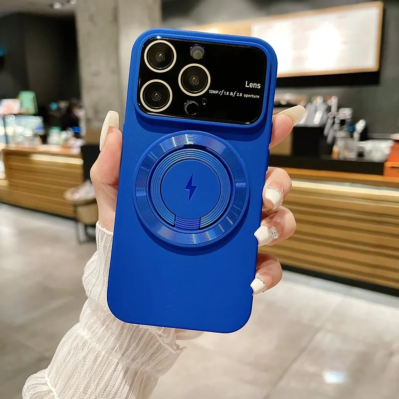 Large Window Magnetic iPhone Case with Invisible Ring Kickstand