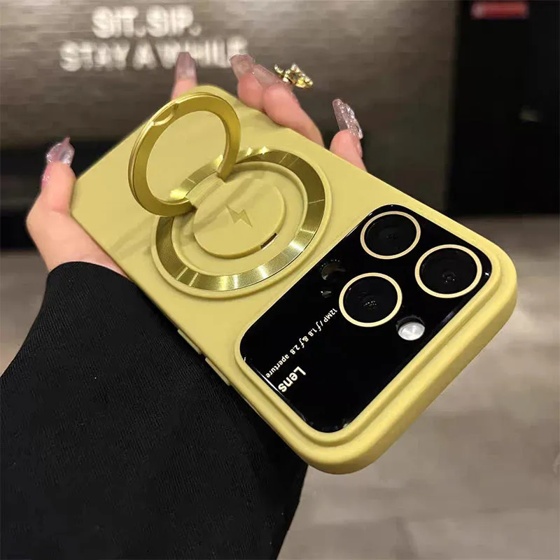 Large Window Magnetic iPhone Case with Invisible Ring Kickstand