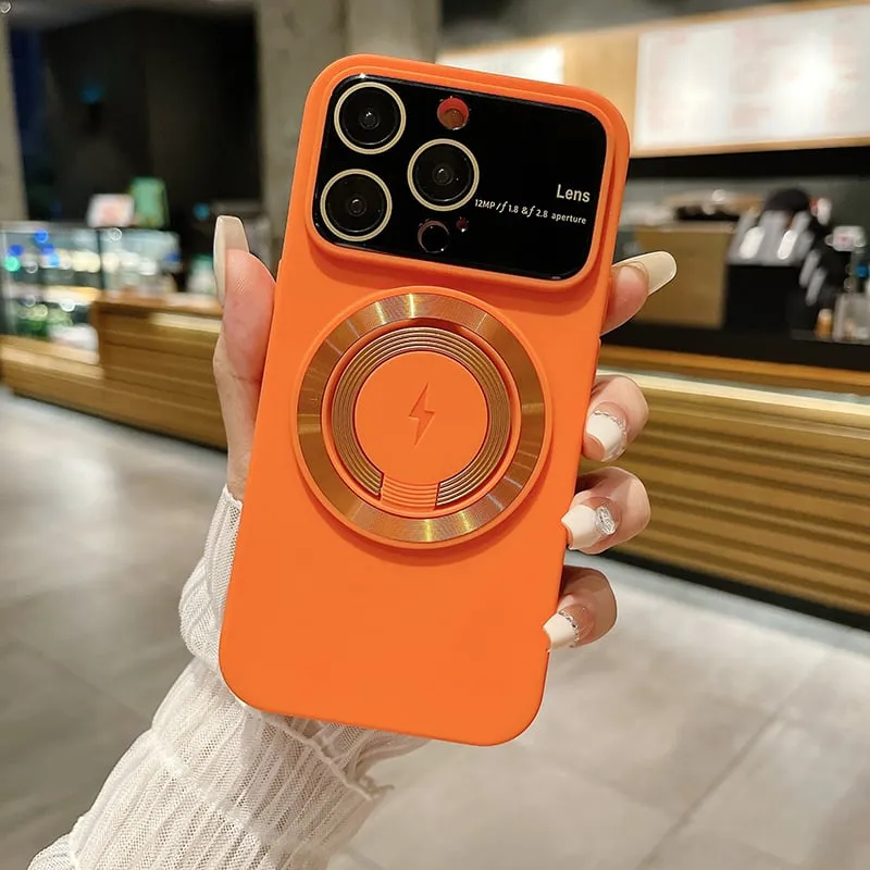 Large Window Magnetic iPhone Case with Invisible Ring Kickstand
